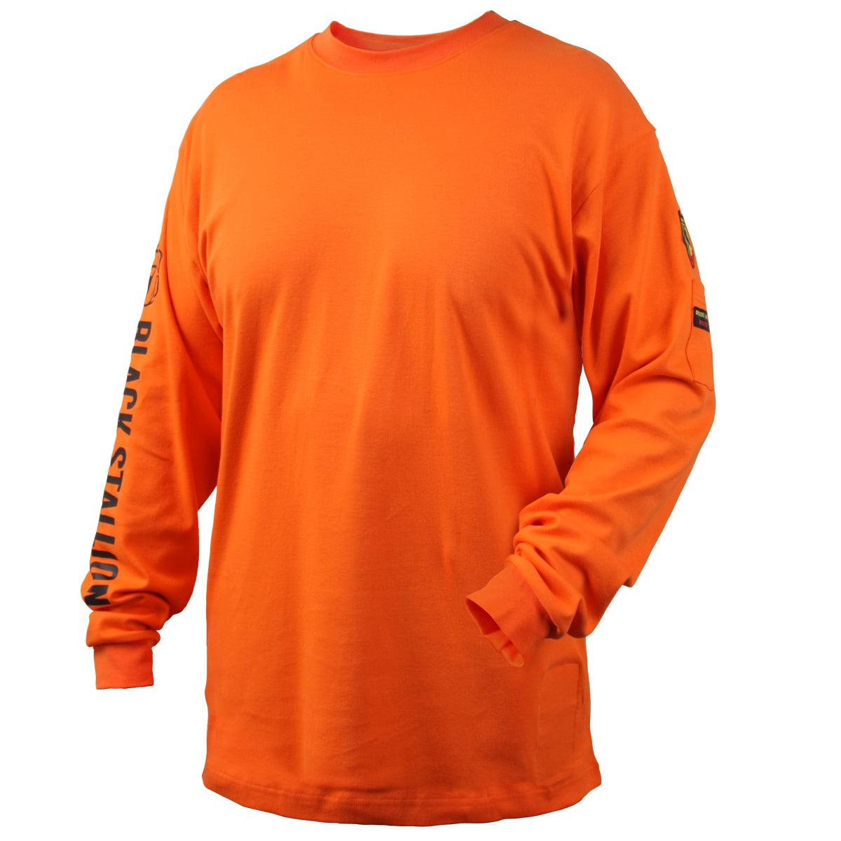 Hot Deal! Safety Orange 7 oz Flame-Resistant Cotton Long-Sleeve T-Shirt for Workers - TF2510-OR