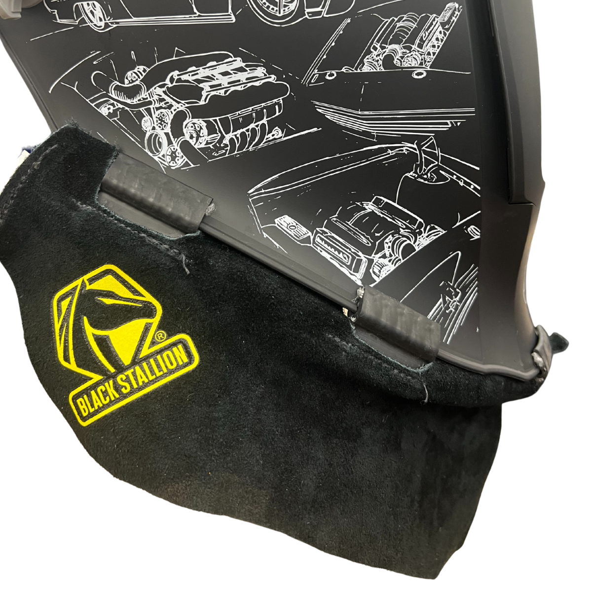 Black Stallion Wrap-Around Split Cowhide Helmet Bib for Welding - AH5040-BK