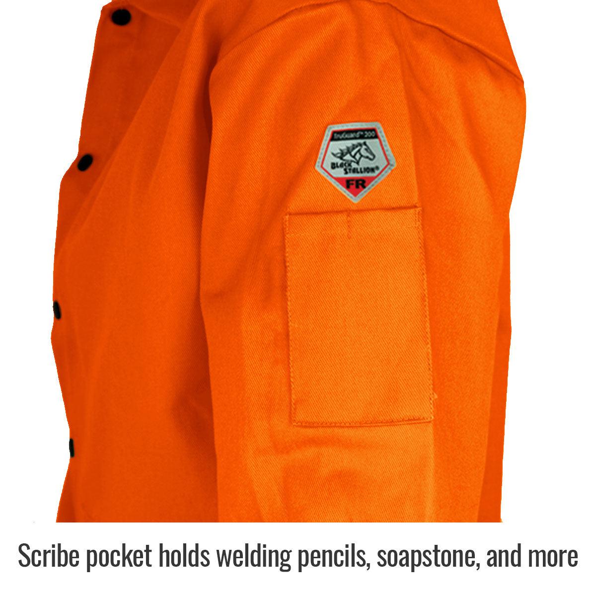Orange Black Stallion TruGuard 200 Flame-Resistant Cotton Welding Jacket - Great Deal for Welders