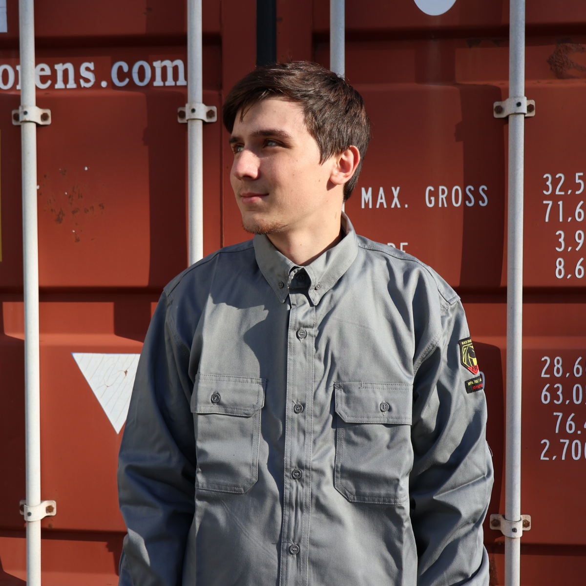 Gray Black Stallion Flame-Resistant Cotton Work Shirt - WF2110-GY