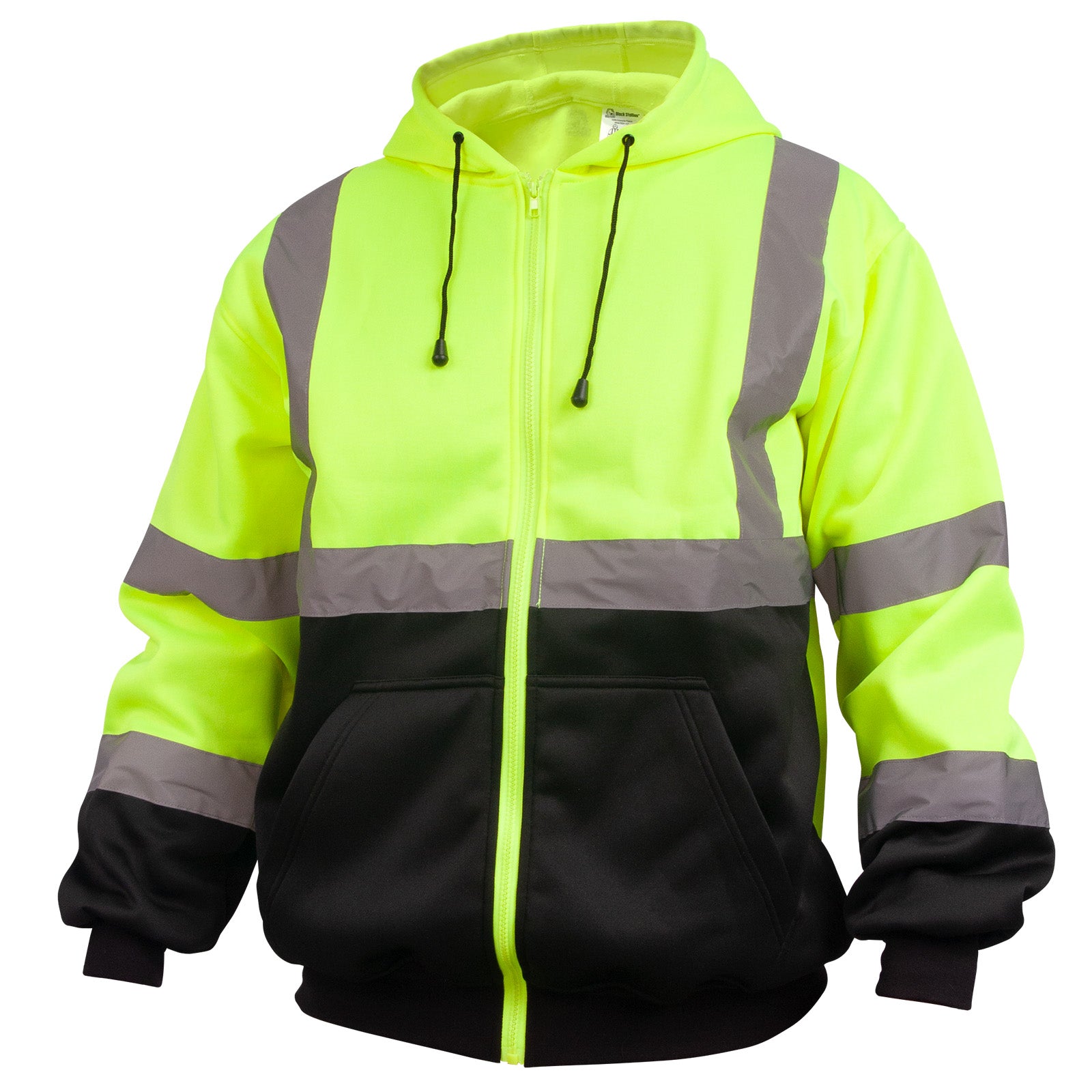 Black Stallion ANSI 107-2020 Type R Class 3 Hi-Vis Poly Fleece Full-Zip Hooded Sweatshirt - JS3050-LB