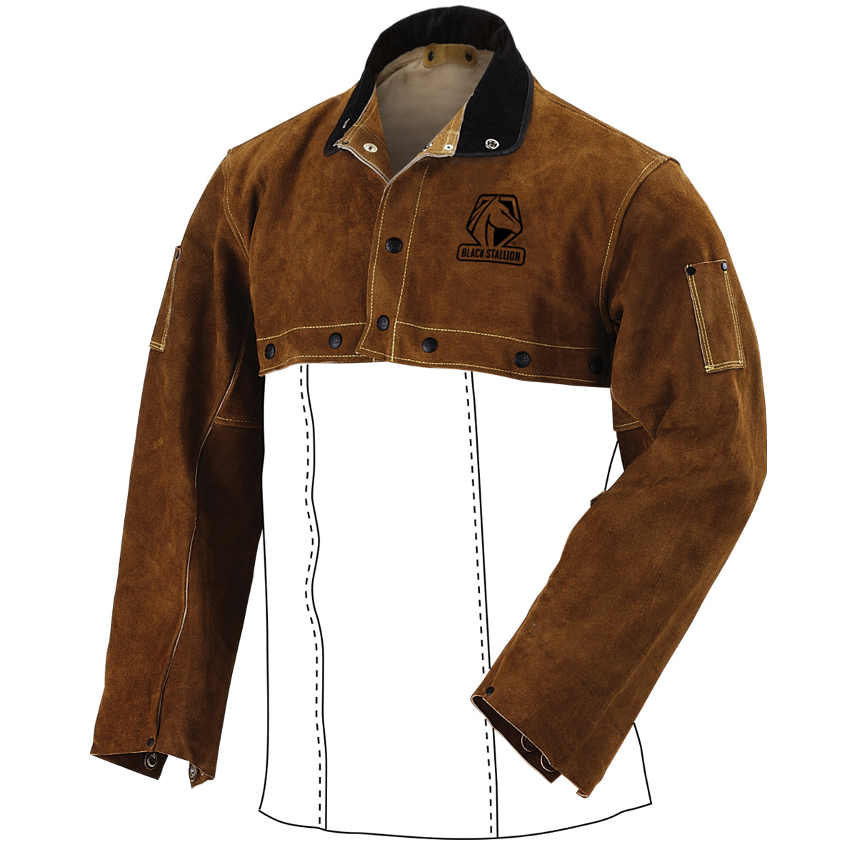 Hot Deal! Black Stallion Split Cowhide Cape Sleeves for Heavy - Duty Welding (21CS)