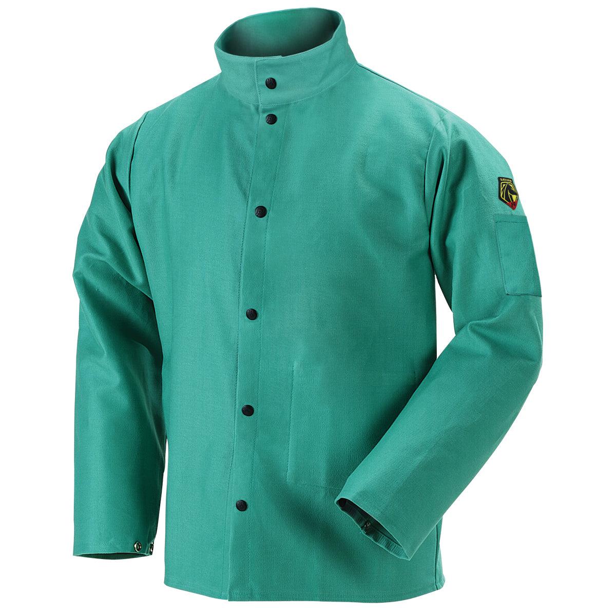 Hot Deal! Green Black Stallion TruGuard 200 FR Cotton Welding Jacket