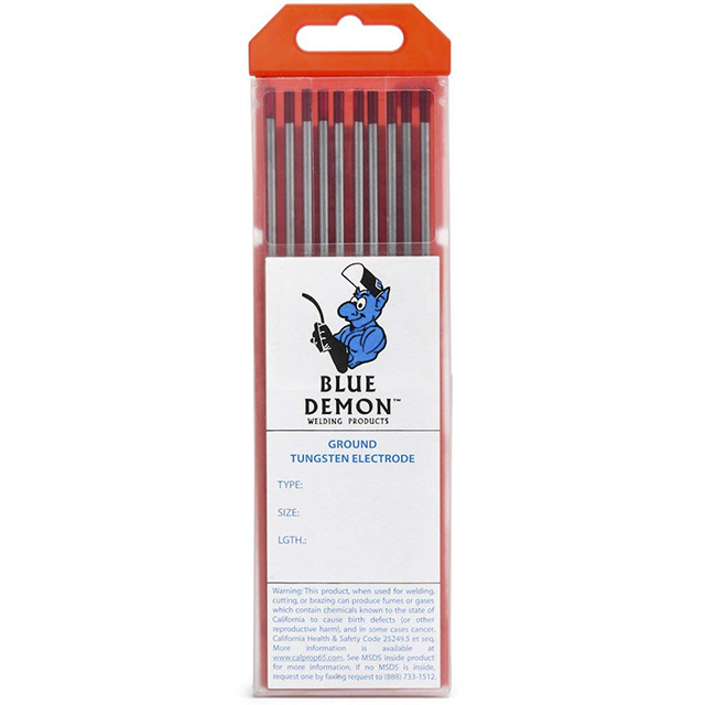 Blue Demon 2% Thoriated Tungsten Electrodes, 10-Pack - TE2T