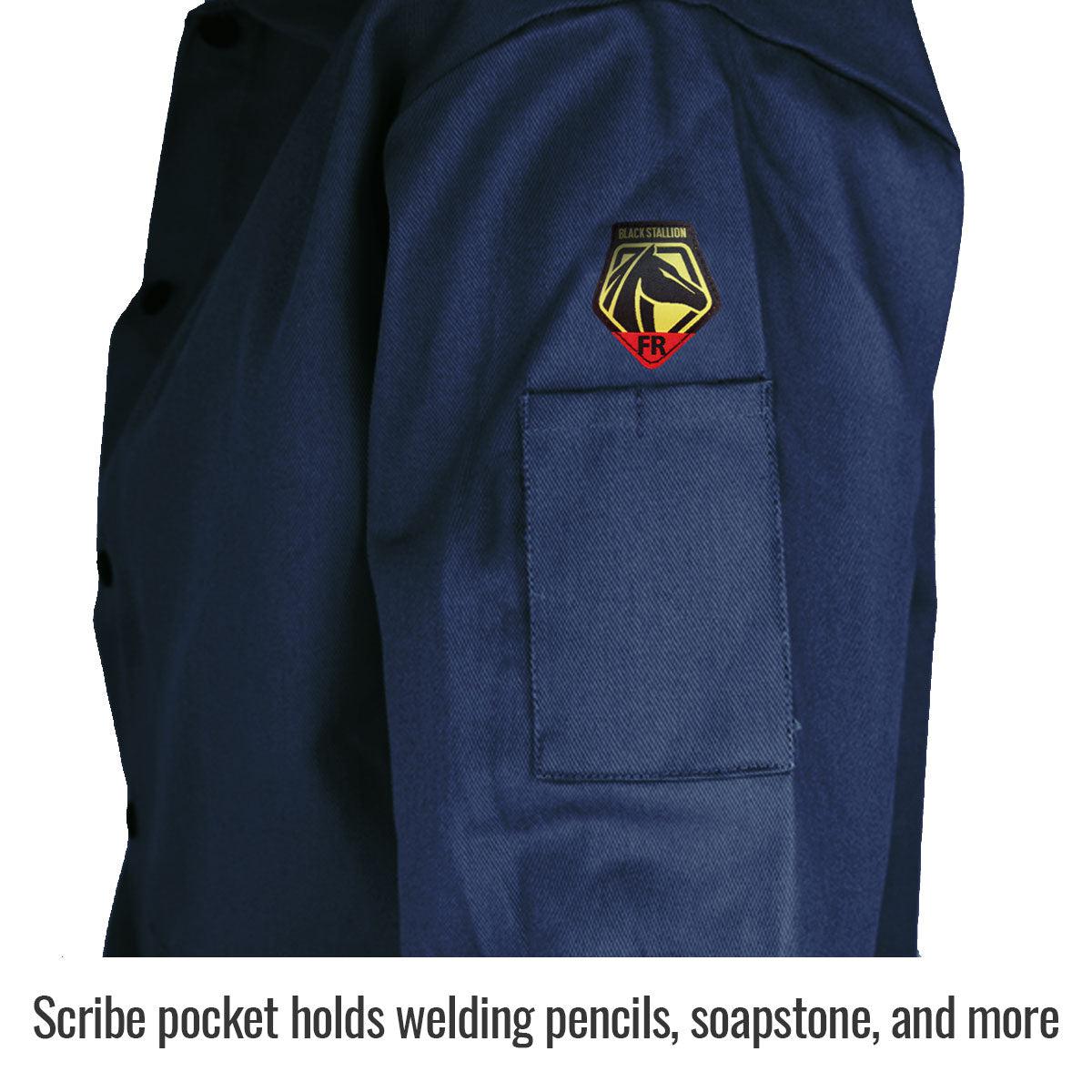 Navy Blue FR Treated Cotton Black Stallion TruGuard 200 Welding Jacket FN9 - 30C
