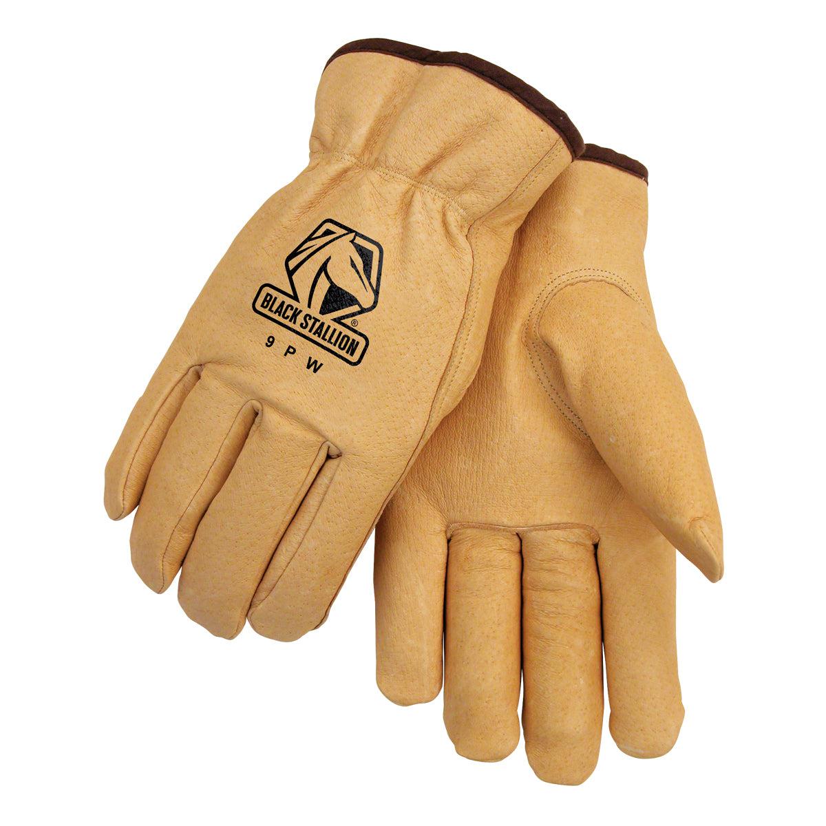 Hot Deal! Black Stallion Insulated Pigskin Winter Driving Gloves