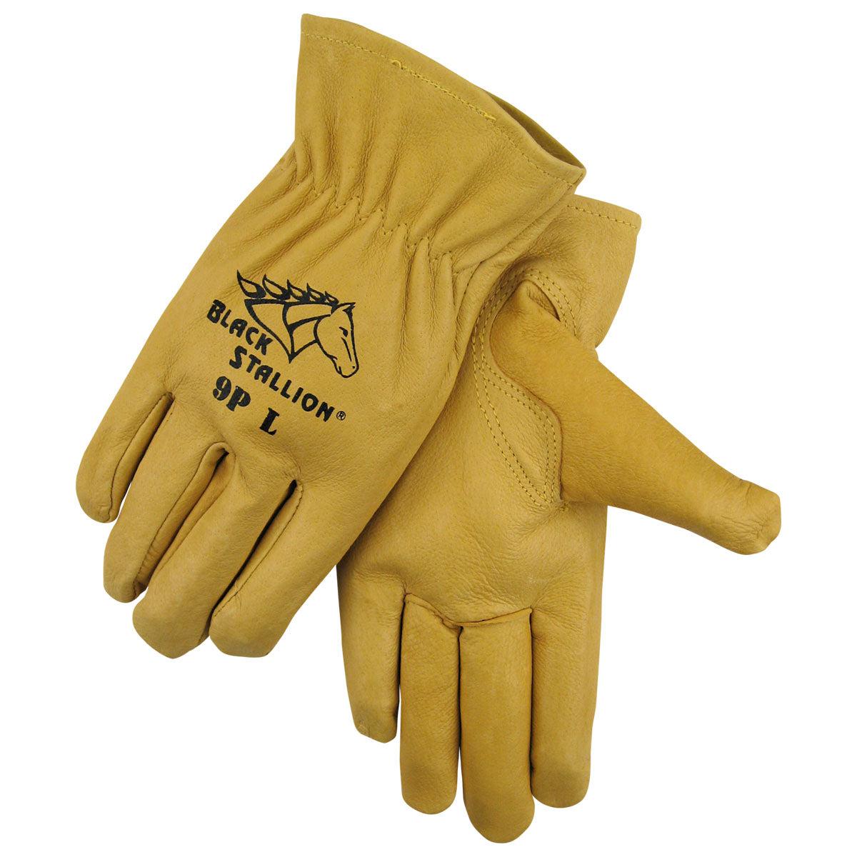 Exclusive Black Stallion High - Quality Grain Pigskin Driving Gloves for Ultimate Comfort - 9P