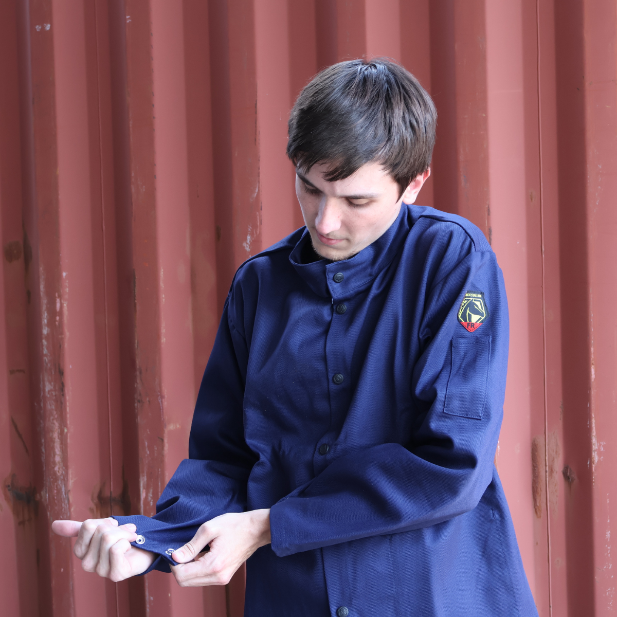 Navy Blue FR Treated Cotton Black Stallion TruGuard 200 Welding Jacket FN9 - 30C