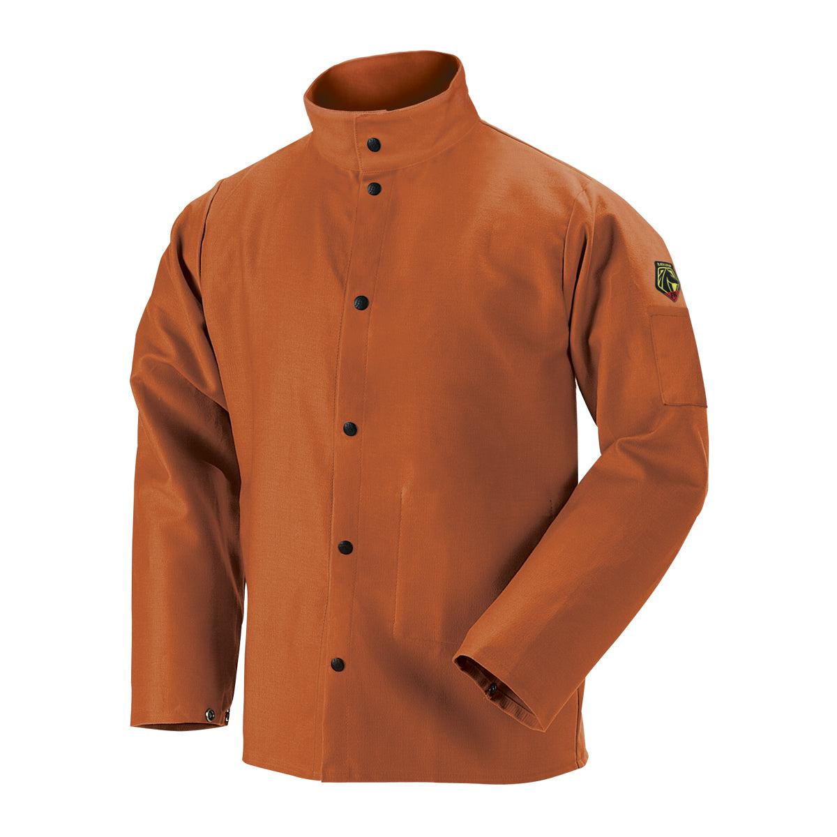 Hot Deal! Brown Black Stallion TruGuard 200 Flame - Resistant Cotton Welding Jacket