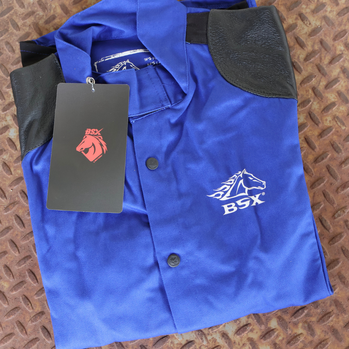 Black Stallion Flame-Resistant Hybrid Cotton Welding Jacket with Grain Pigskin Sleeves - BXRB9C/PS
