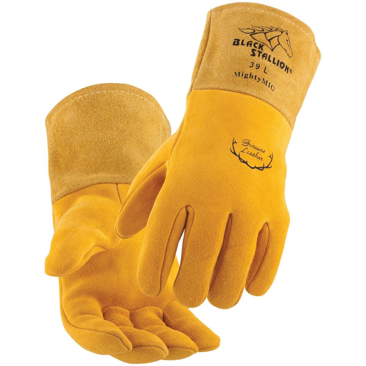Premium MIG Welding Gloves - Black Stallion Mighty with Deerskin - Size 39, Exclusive Offer