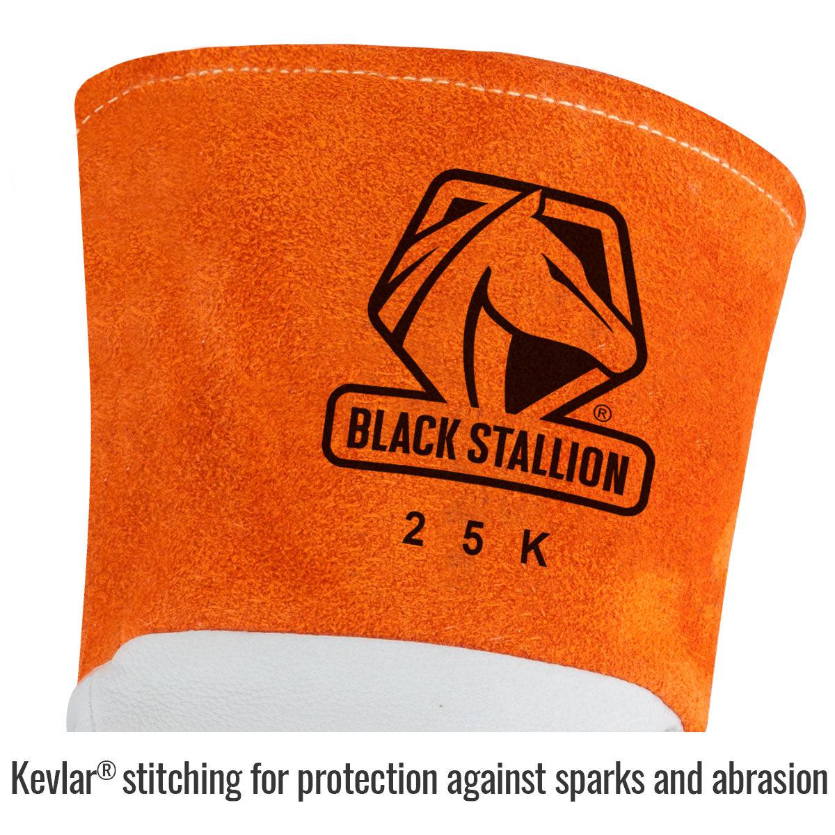 Long Cuff Black Stallion 25K Premium Grain Kidskin TIG Welding Gloves