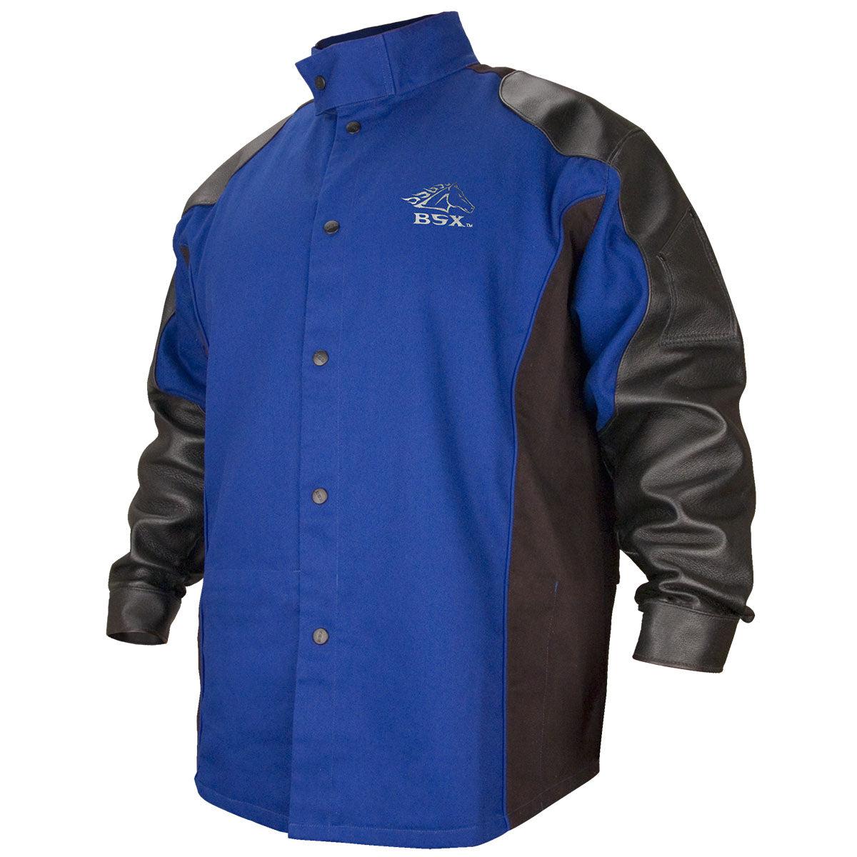 Black Stallion Flame-Resistant Hybrid Cotton Welding Jacket with Grain Pigskin Sleeves - BXRB9C/PS