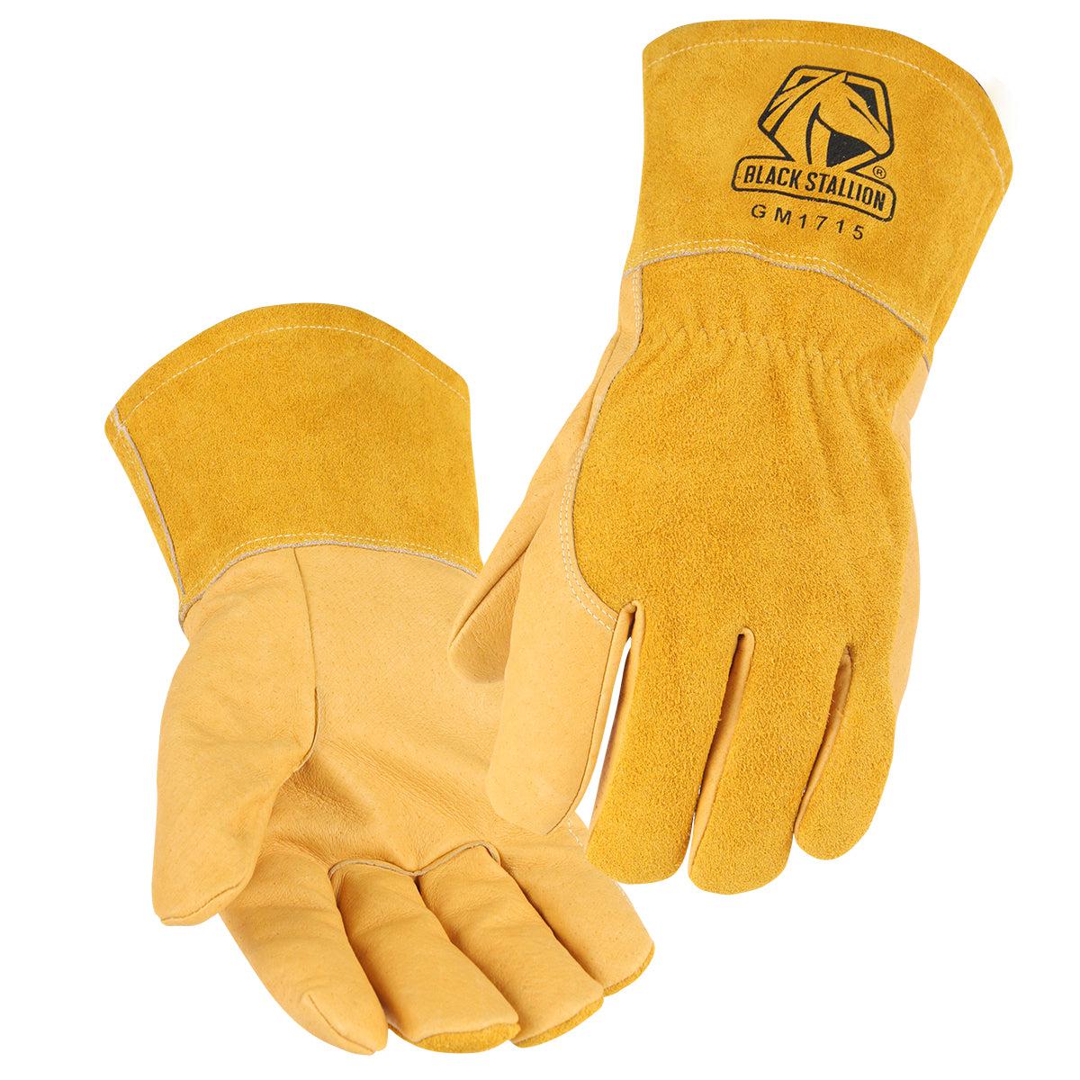 Hot Deal! Black Stallion MIG Welding Gloves - GM1715-TT with Pigskin Palm & Side Padding