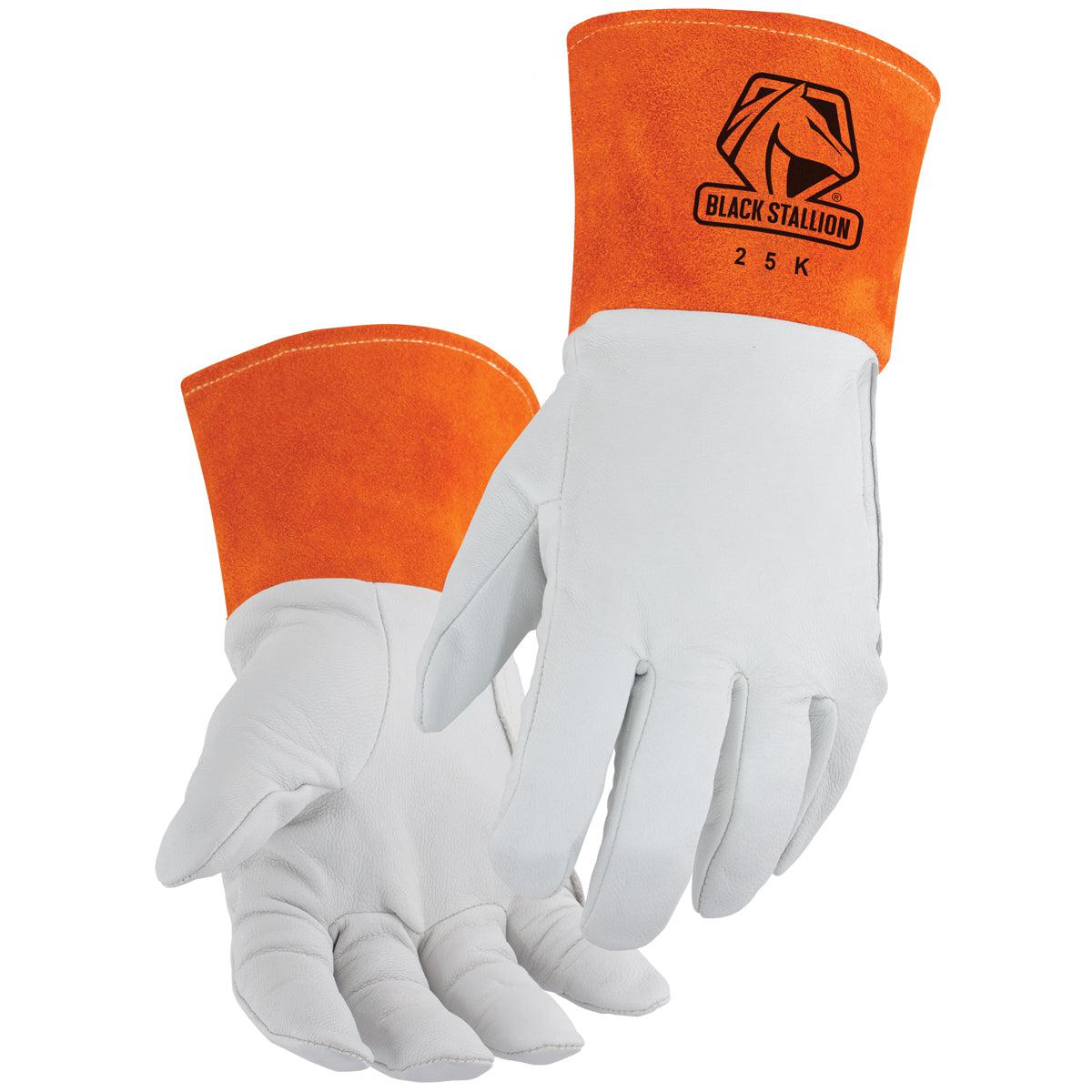 Long Cuff Black Stallion 25K Premium Grain Kidskin TIG Welding Gloves