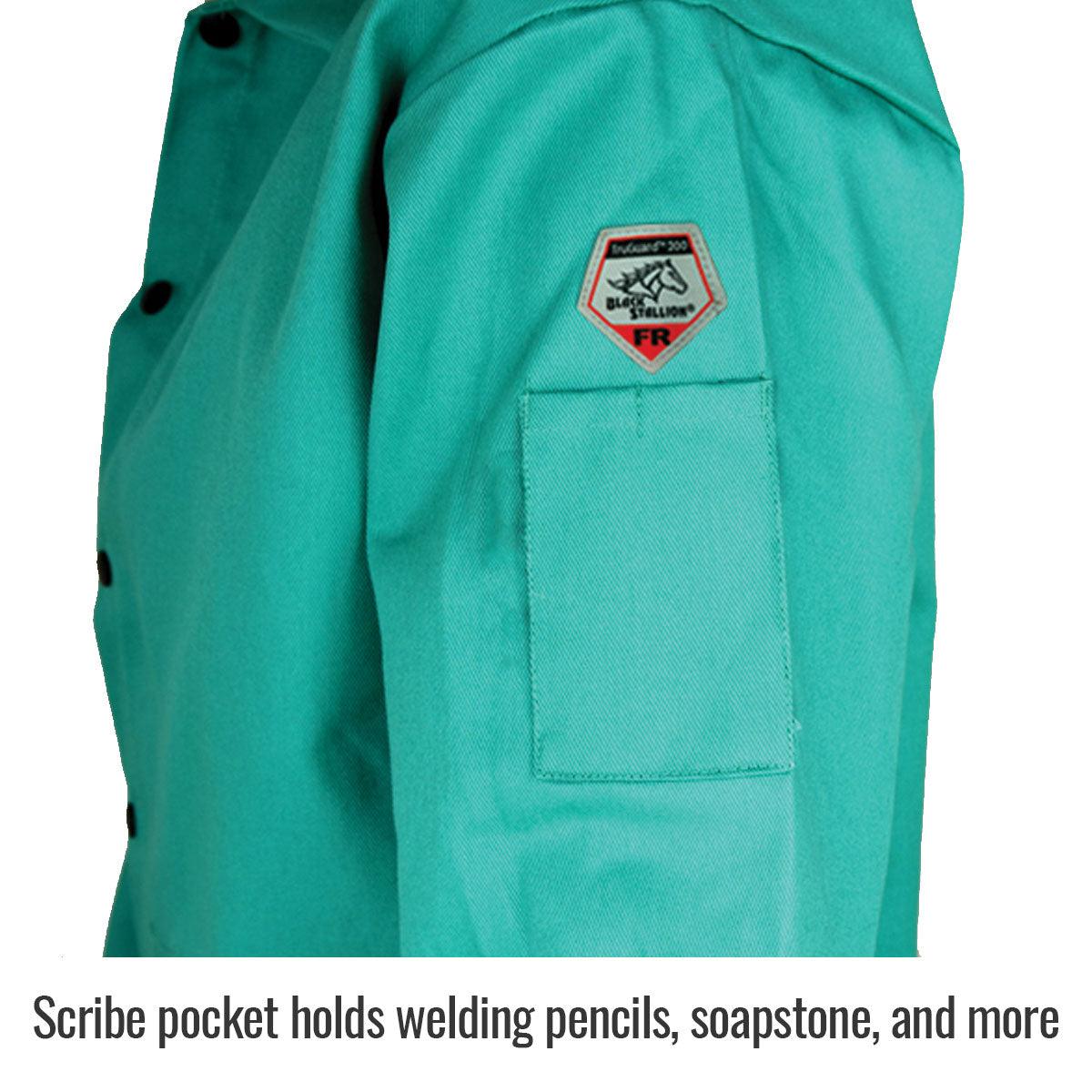 Hot Deal! Green Black Stallion TruGuard 200 FR Cotton Welding Jacket