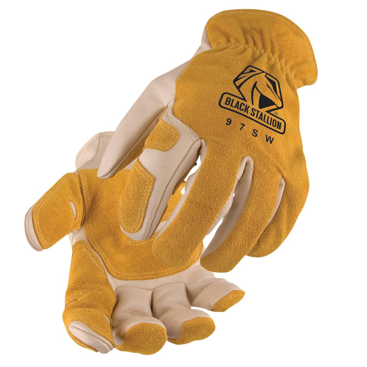 Hot Deal! Black Stallion Grain Cowhide Drivers Glove - Reinforced Palm 97SW