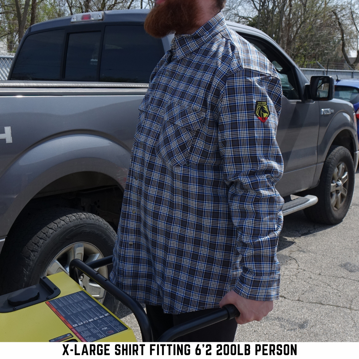 Gray Plaid FS9 - PGY Black Stallion FR Cotton Comfortable Work Shirt
