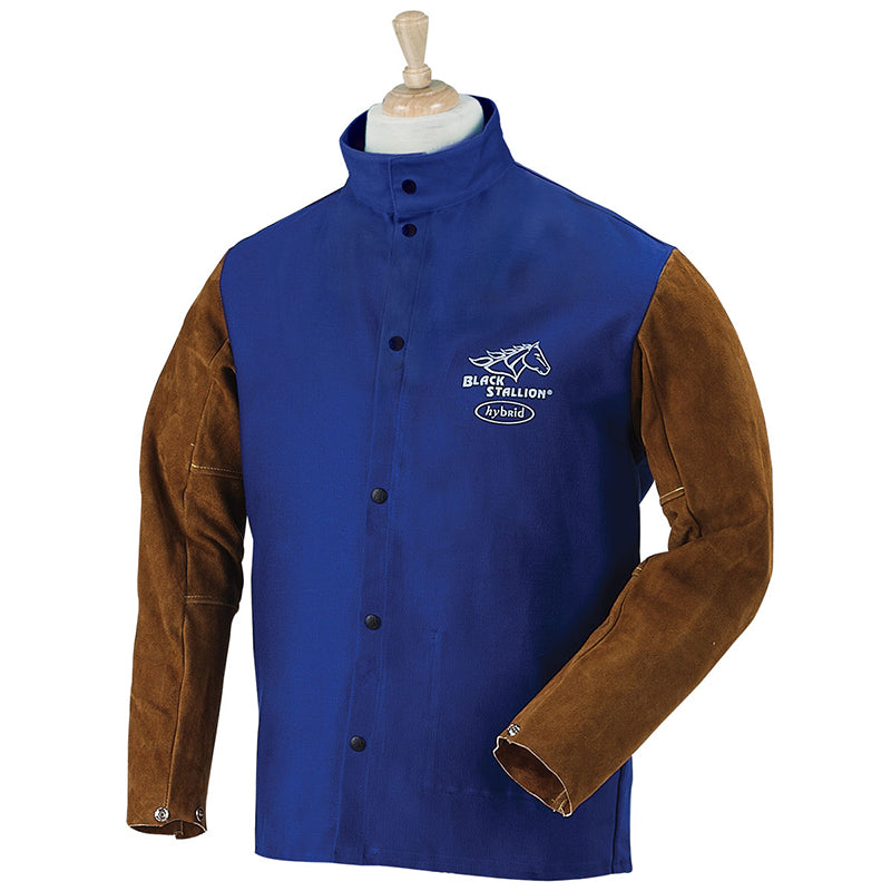 Hot Deal! Hybrid FR Cotton/Cowhide Black Stallion Welding Jacket FRB9 - 30C/BS