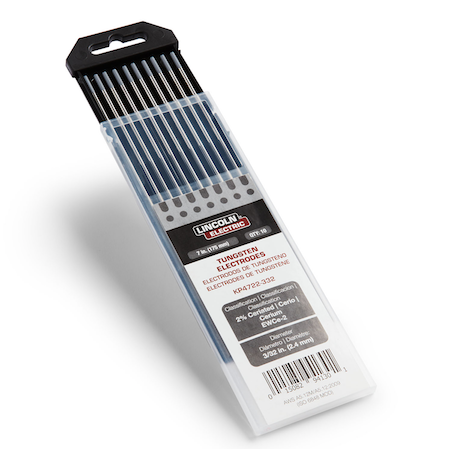 Hot Deal! Lincoln 2% Ceriated Premium Tungsten Electrodes, 10/pk - KP4722