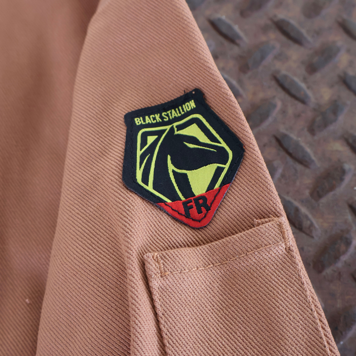 Hot Deal! Brown Black Stallion TruGuard 200 Flame - Resistant Cotton Welding Jacket