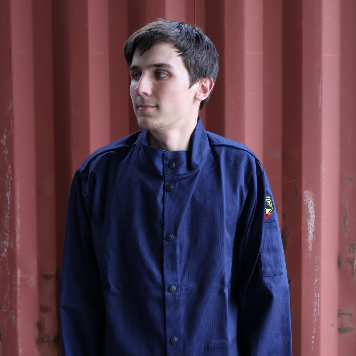 Navy Blue FR Treated Cotton Black Stallion TruGuard 200 Welding Jacket FN9 - 30C
