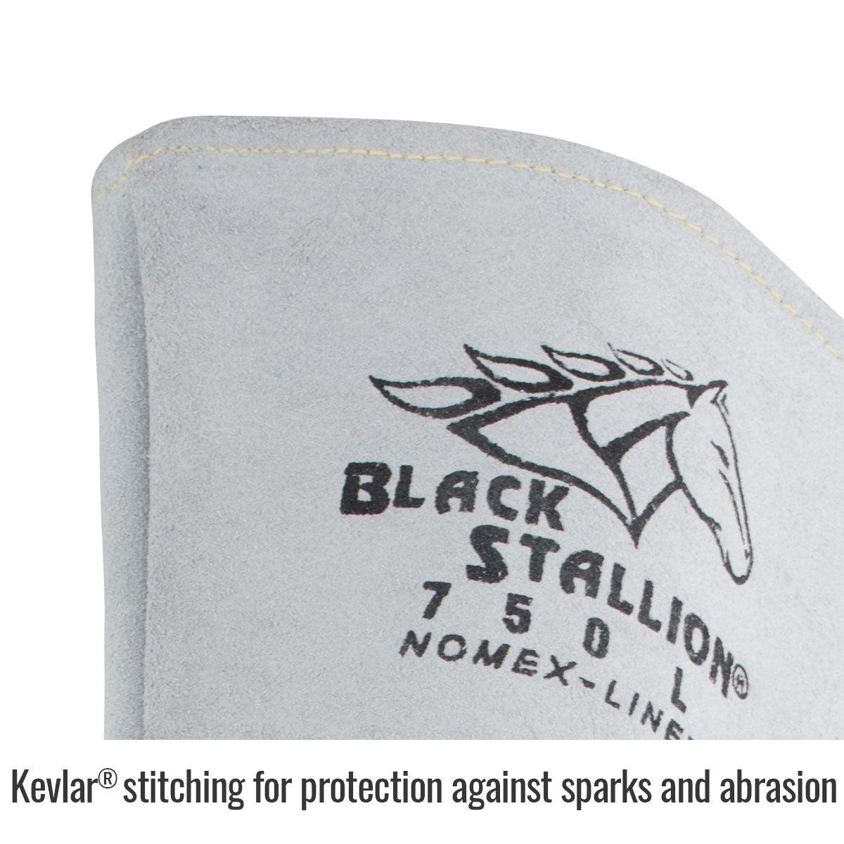 Black Stallion Pearl White Elkskin Stick Glove with Nomex Lined Back - Sizes S - XL