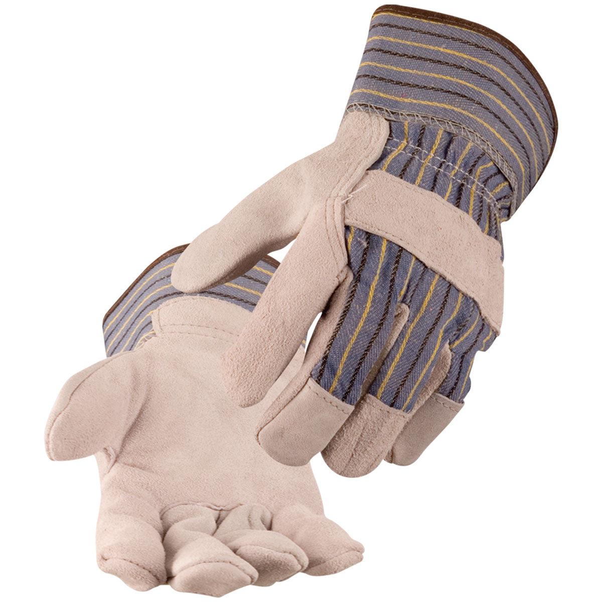 Hot Deal! 6B Standard Split Cowhide Leather Palm Work Gloves - Black Stallion, Size L