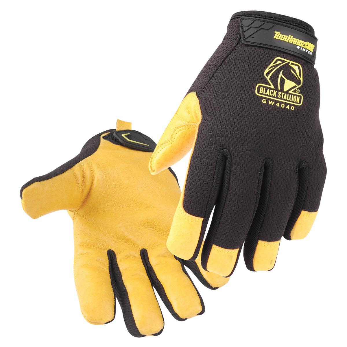 Hot Deal! Winter Mechanics Gloves - Black Stallion ToolHandz with Pig Grain Leather Palm (GW4040 - BY)