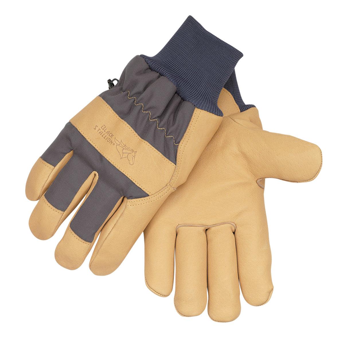 Hot Deal! 6-Pack Black Stallion Pigskin Winter Work Gloves with Impact Nylon Half Back