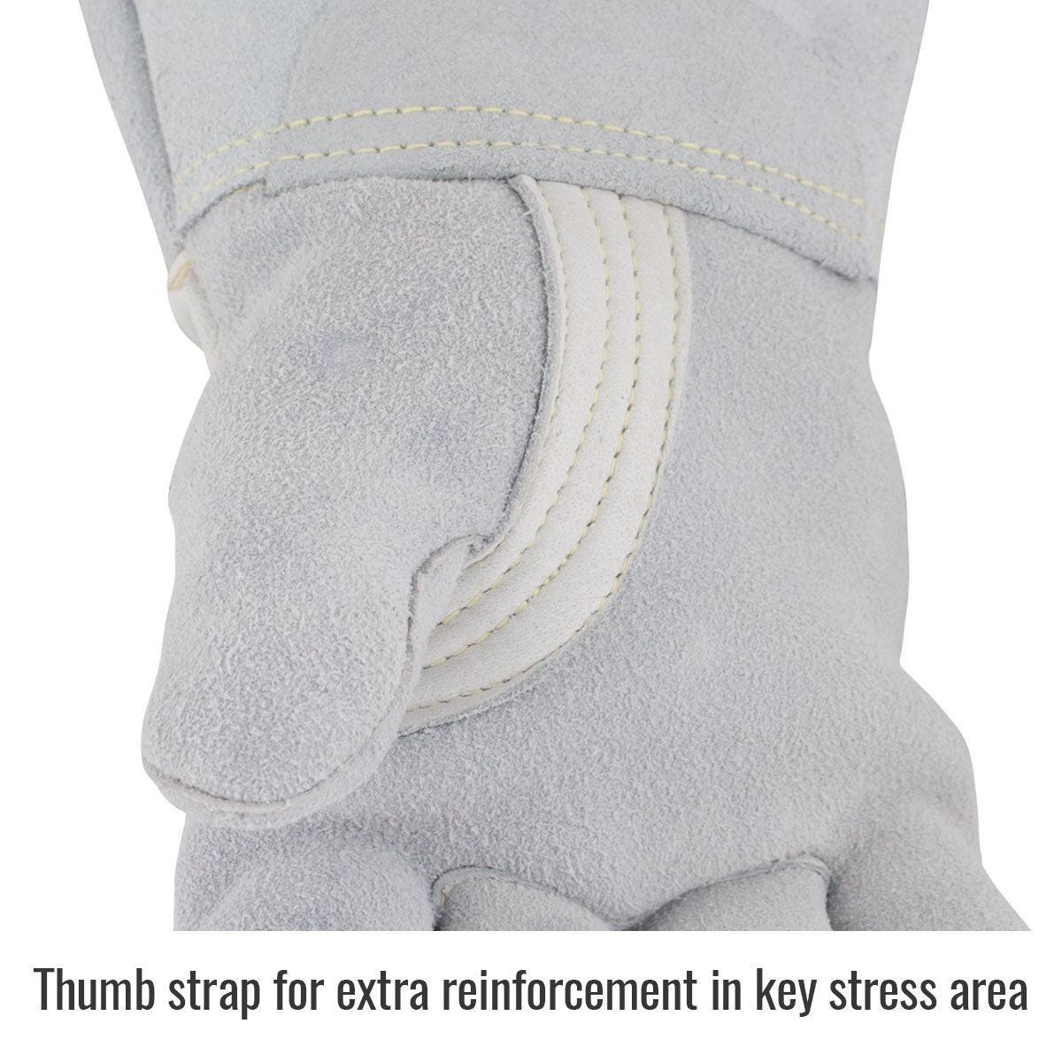 Black Stallion Pearl White Elkskin Stick Glove with Nomex Lined Back - Sizes S - XL