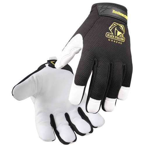 Hot Deal! Black Stallion ToolHandz Mechanics Goatskin Leather Palm Gloves - GX4240 - BW