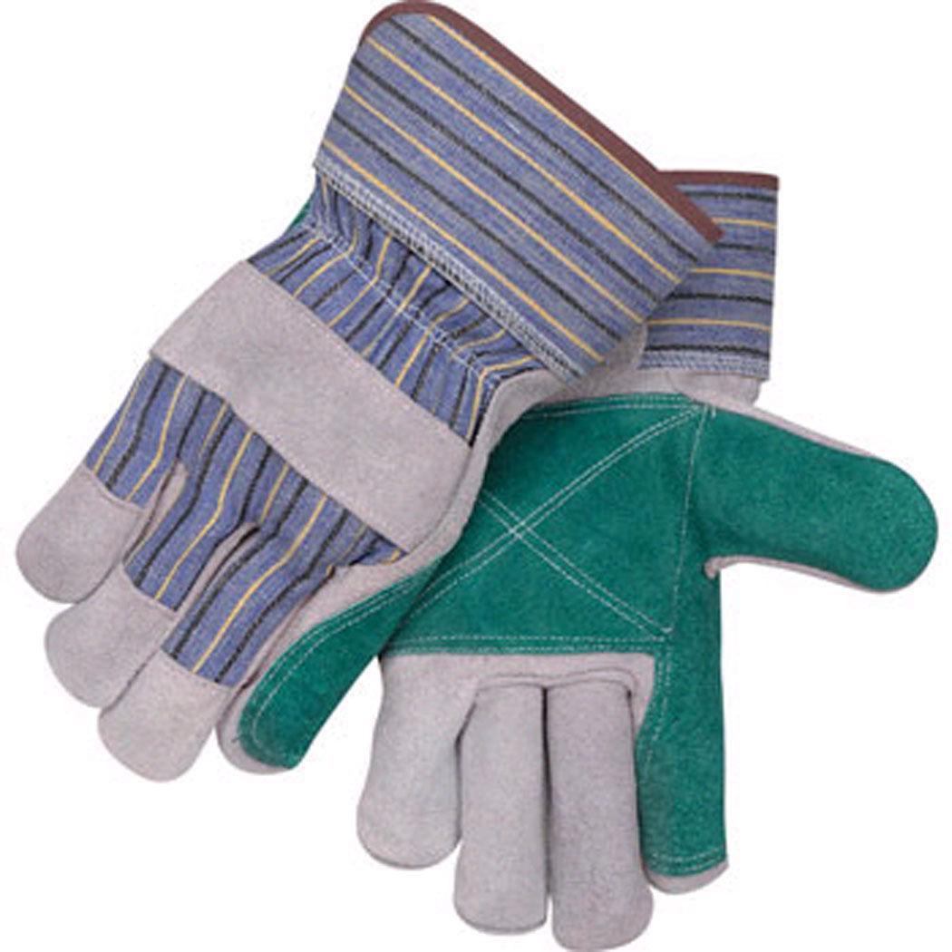 Black Stallion Short Cuff Cowhide Leather Palm Glove with Padded Double Palm - 6DP, Size Large