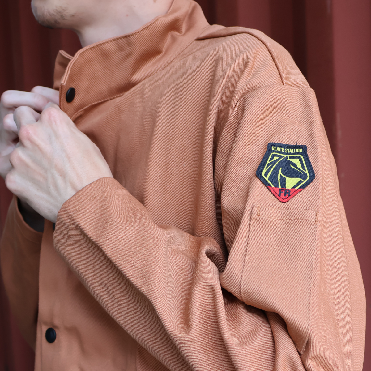 Hot Deal! Brown Black Stallion TruGuard 200 Flame - Resistant Cotton Welding Jacket
