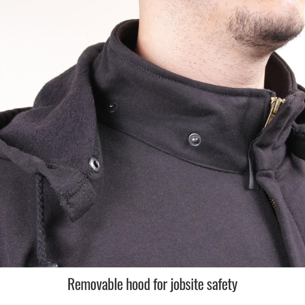 JF1331-BK Black Stallion Flame-Resistant Full-Zip Cotton Hooded Sweatshirt