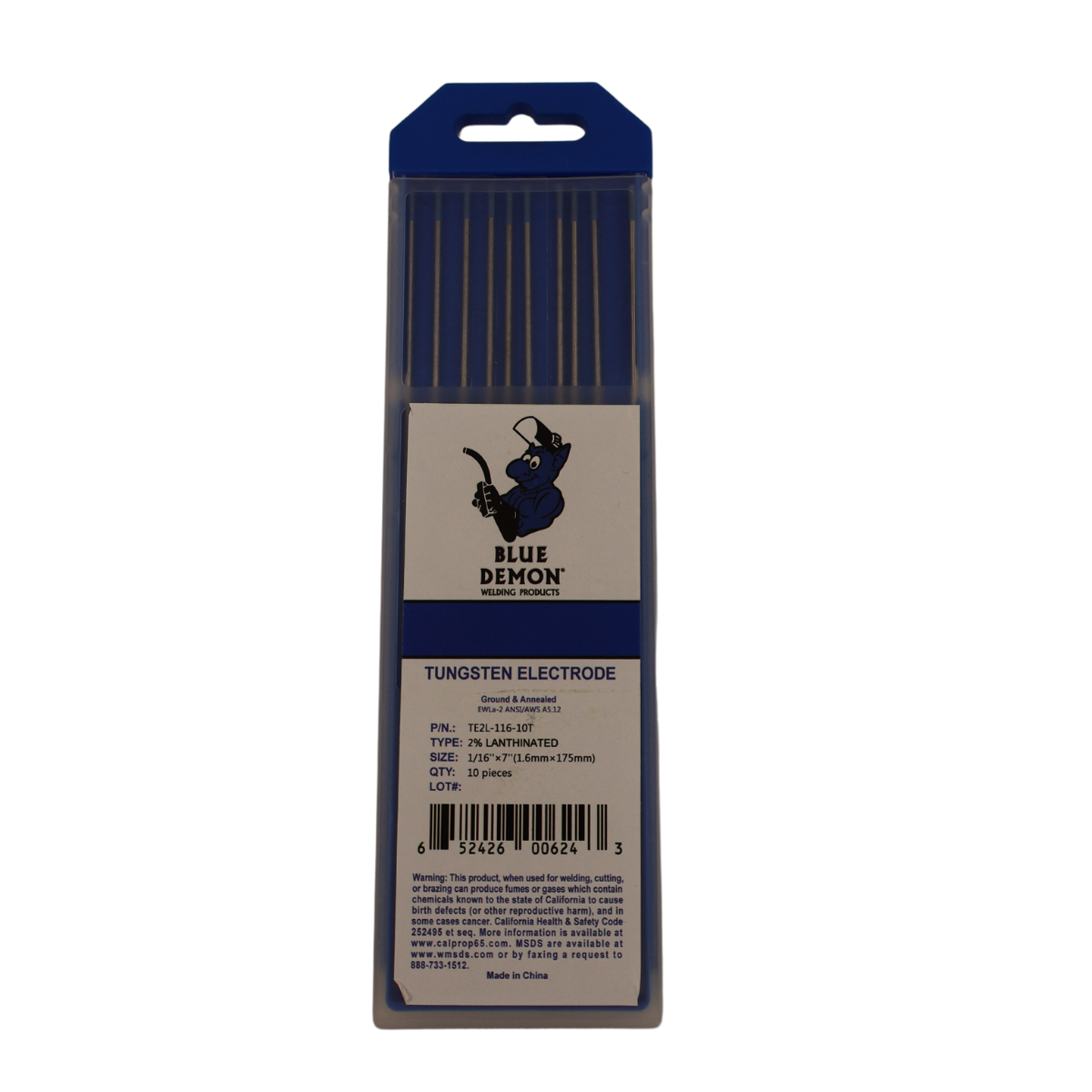 Get 10-pack Blue Demon 2% Lanthanated Tungsten Electrodes (TE2L) for Versatile Welding