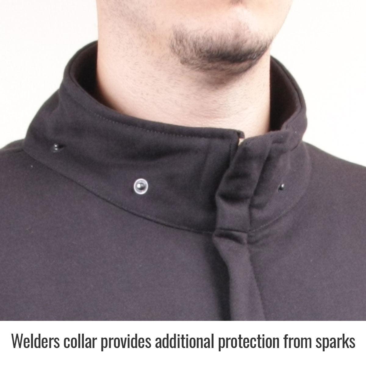 JF1331-BK Black Stallion Flame-Resistant Full-Zip Cotton Hooded Sweatshirt