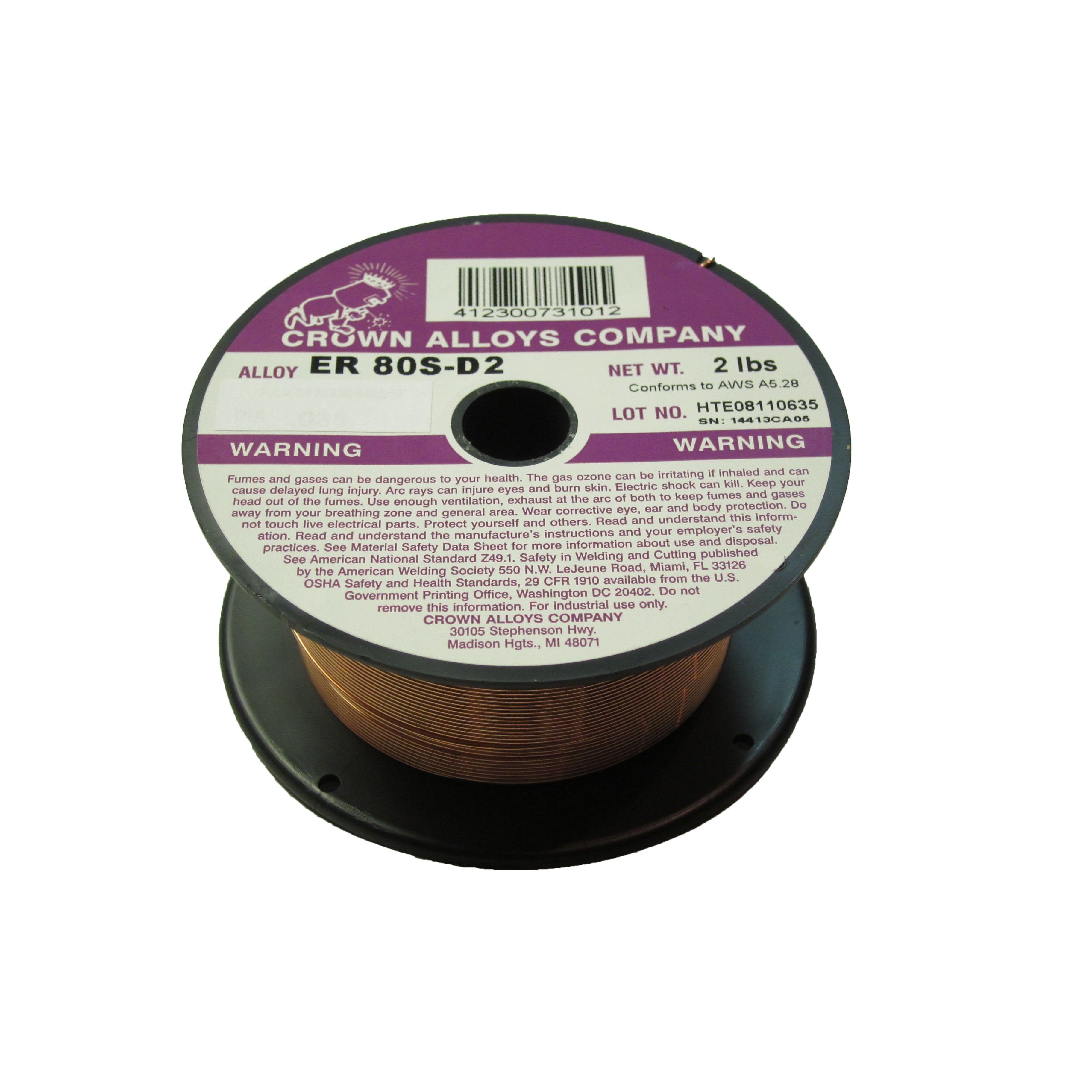 Hot Deal! 2lb Spool of Crown Alloys ER 80S-D2 MIG Steel Welding Wire, .035 Size
