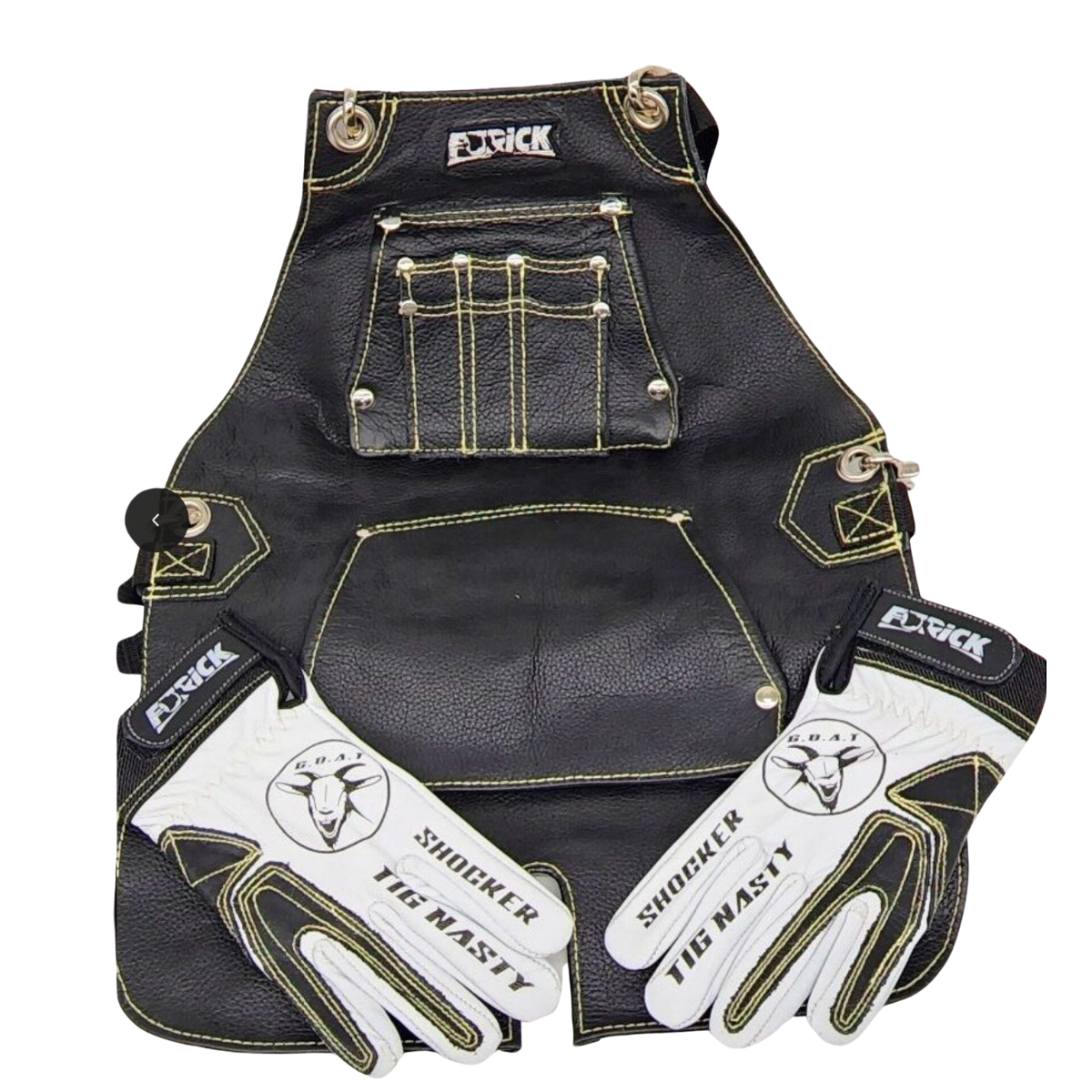 Furick Premium Leather Mini Apron Set with White Shocker Gloves