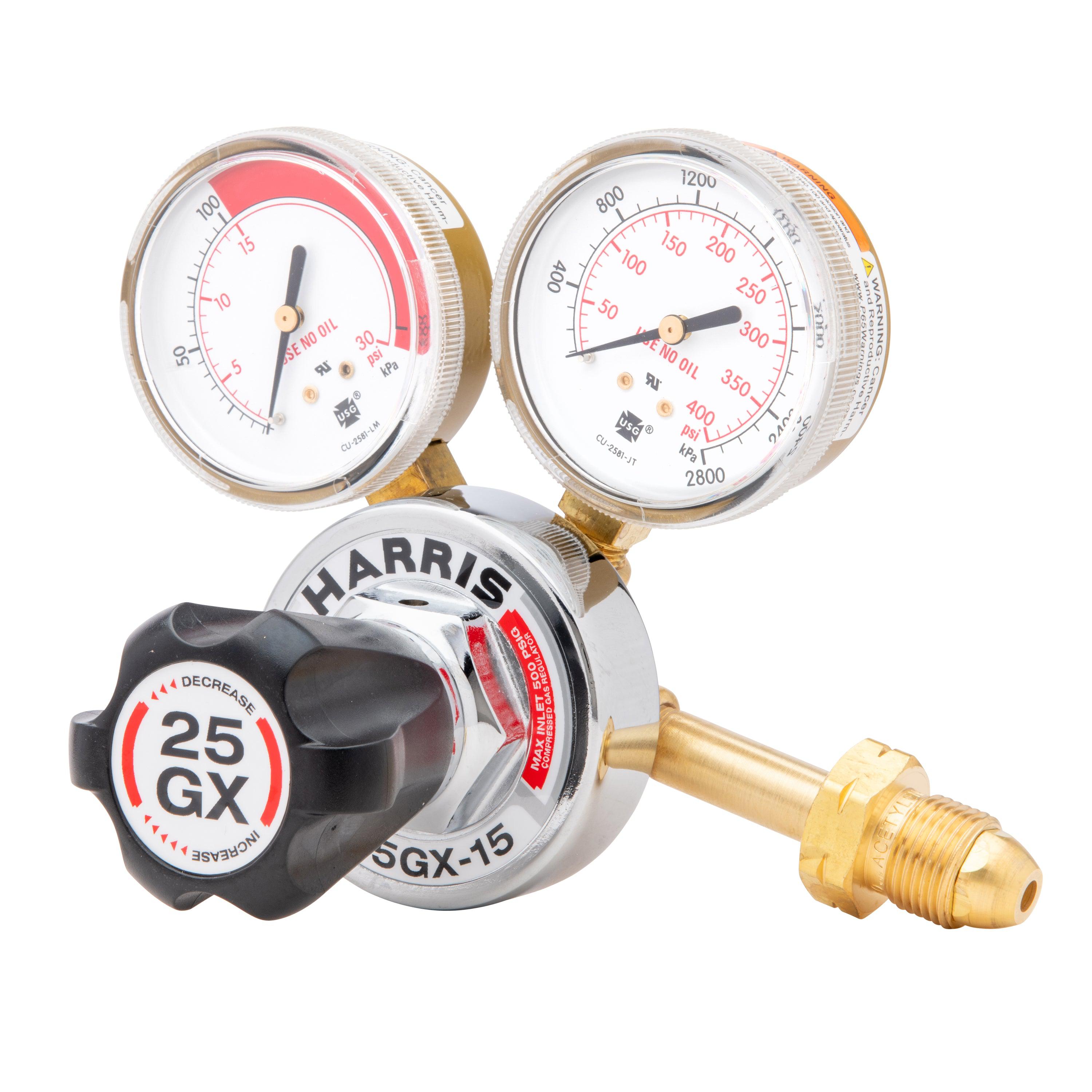 Harris 25GX Medium to Heavy Duty Acetylene Regulator with High - End Features