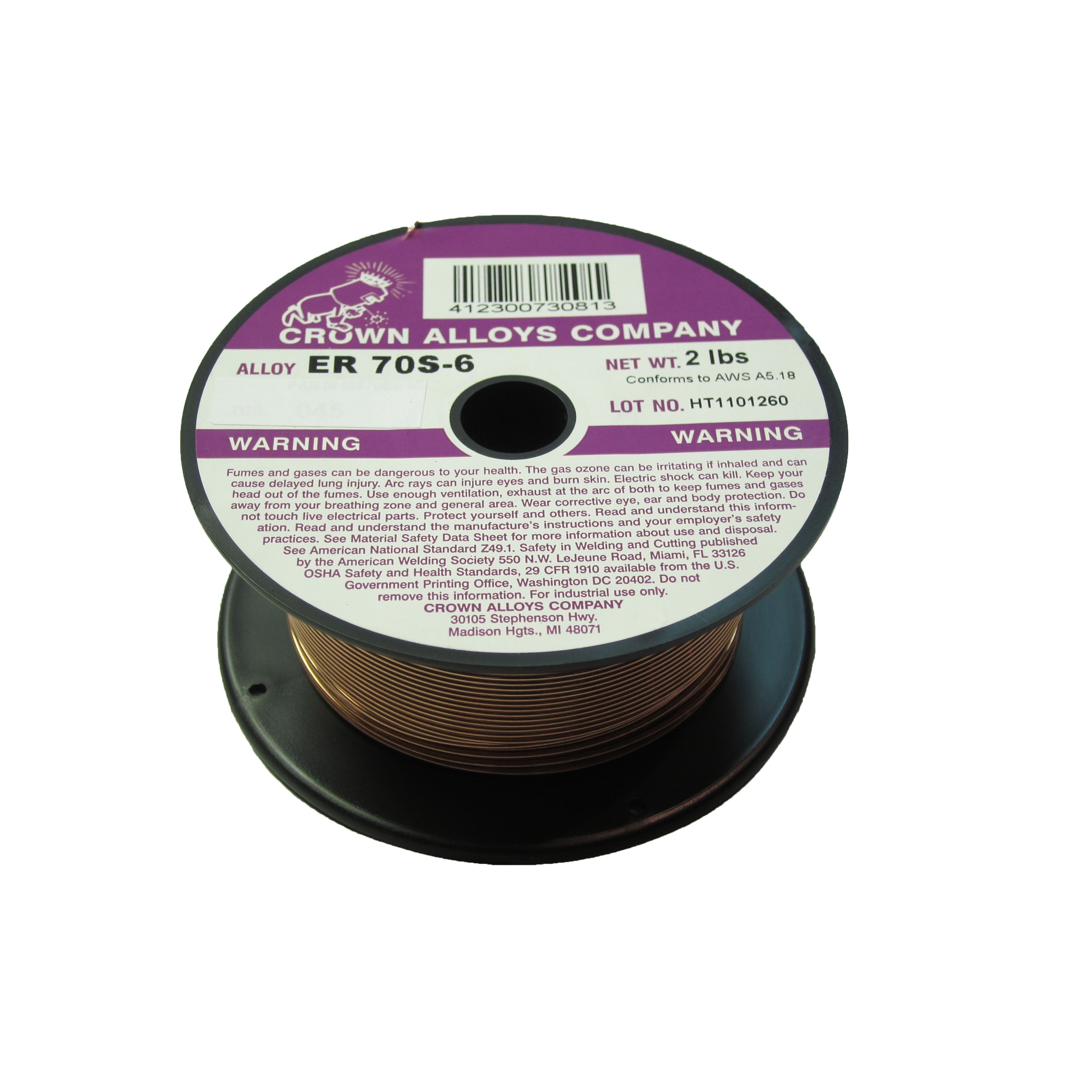 Crown Alloys .023 Diameter 2lb Spool MIG Welding Wire ER 70S - 6
