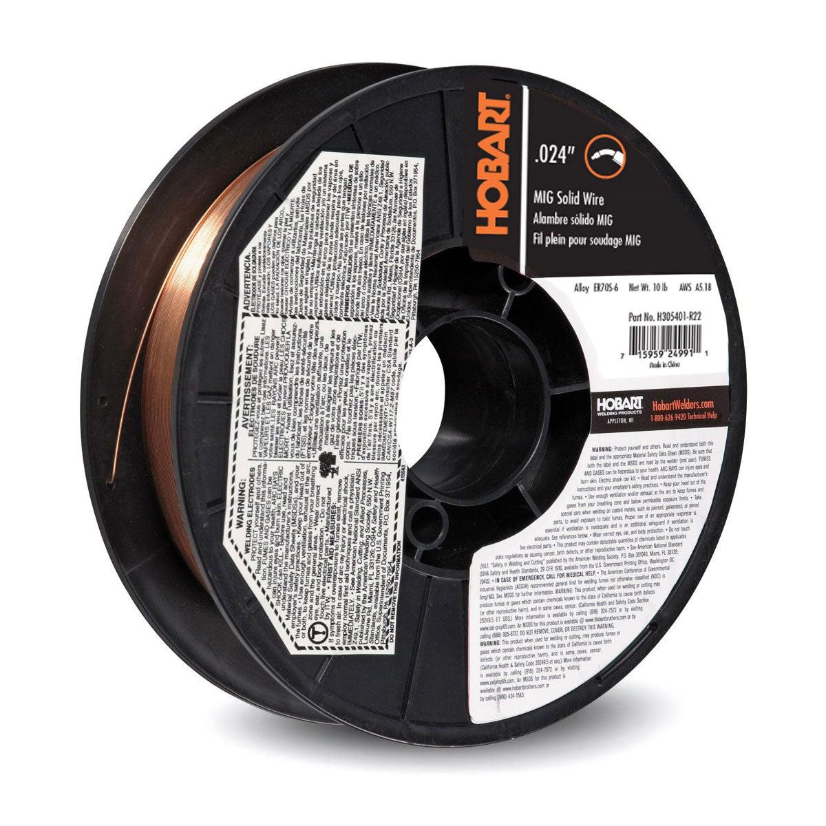 Hobart 024 ER70S - 6 HB - 28 10# Copper - Coated Weld Wire for Mild Steel