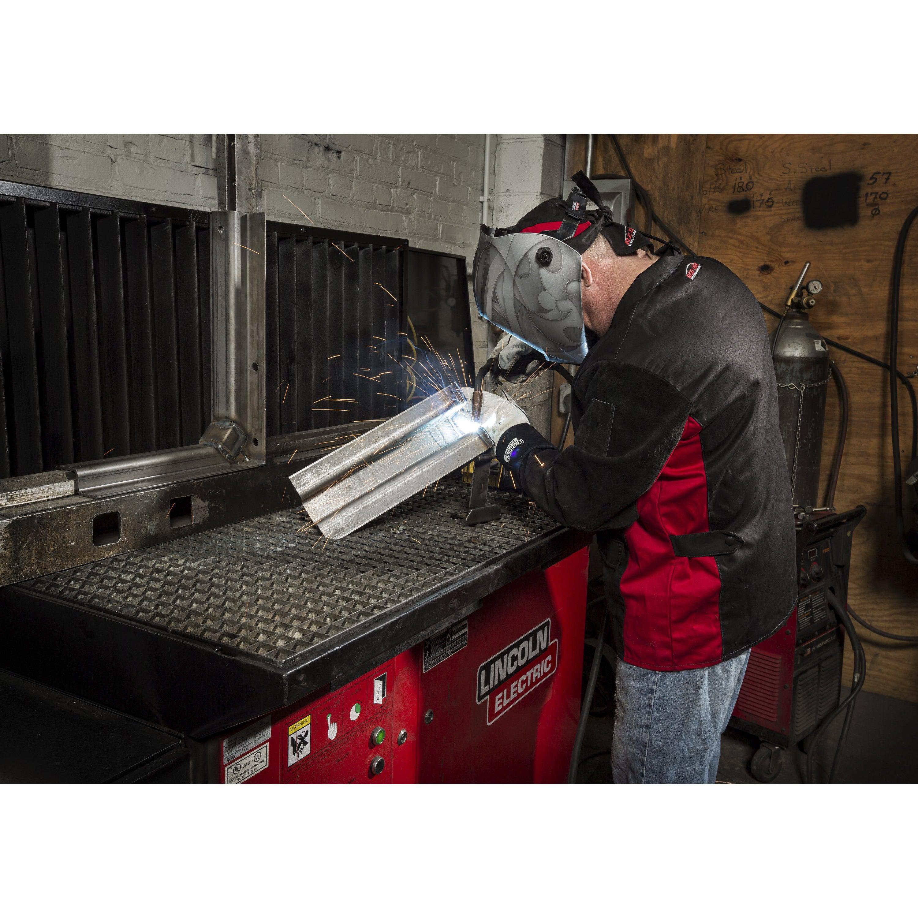 Hot Deal! Lincoln K2986 Split Leather - Sleeved Welding Jacket with Shadow Design