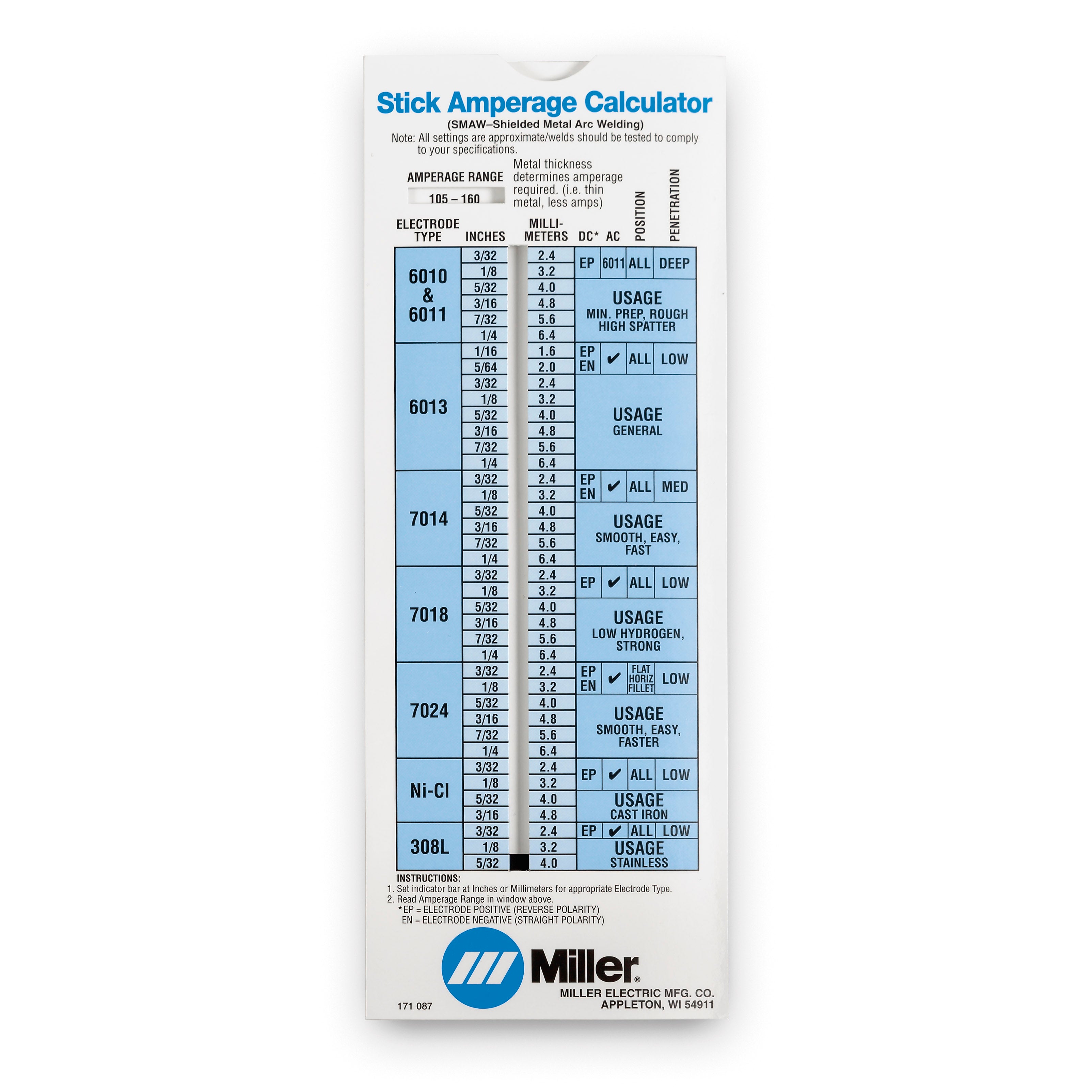 Hot Deal! Miller Stick Welding Parameters Calculator - Ideal for Quick Welding Parameter Answers