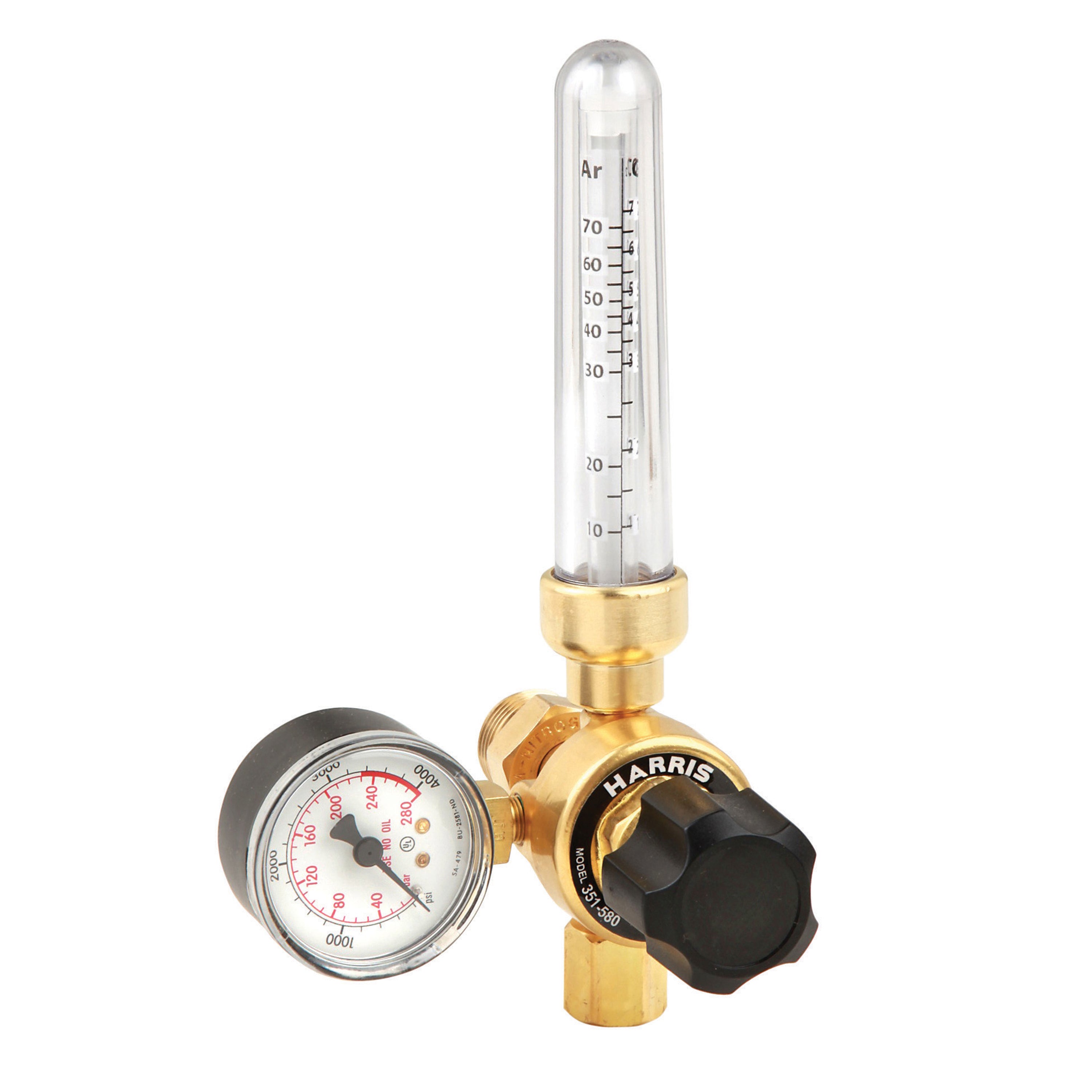 Harris Heavy Duty Ar/CO2 Flowmeter Regulator 351-60CD-320 - Ideal for Cylinder Applications