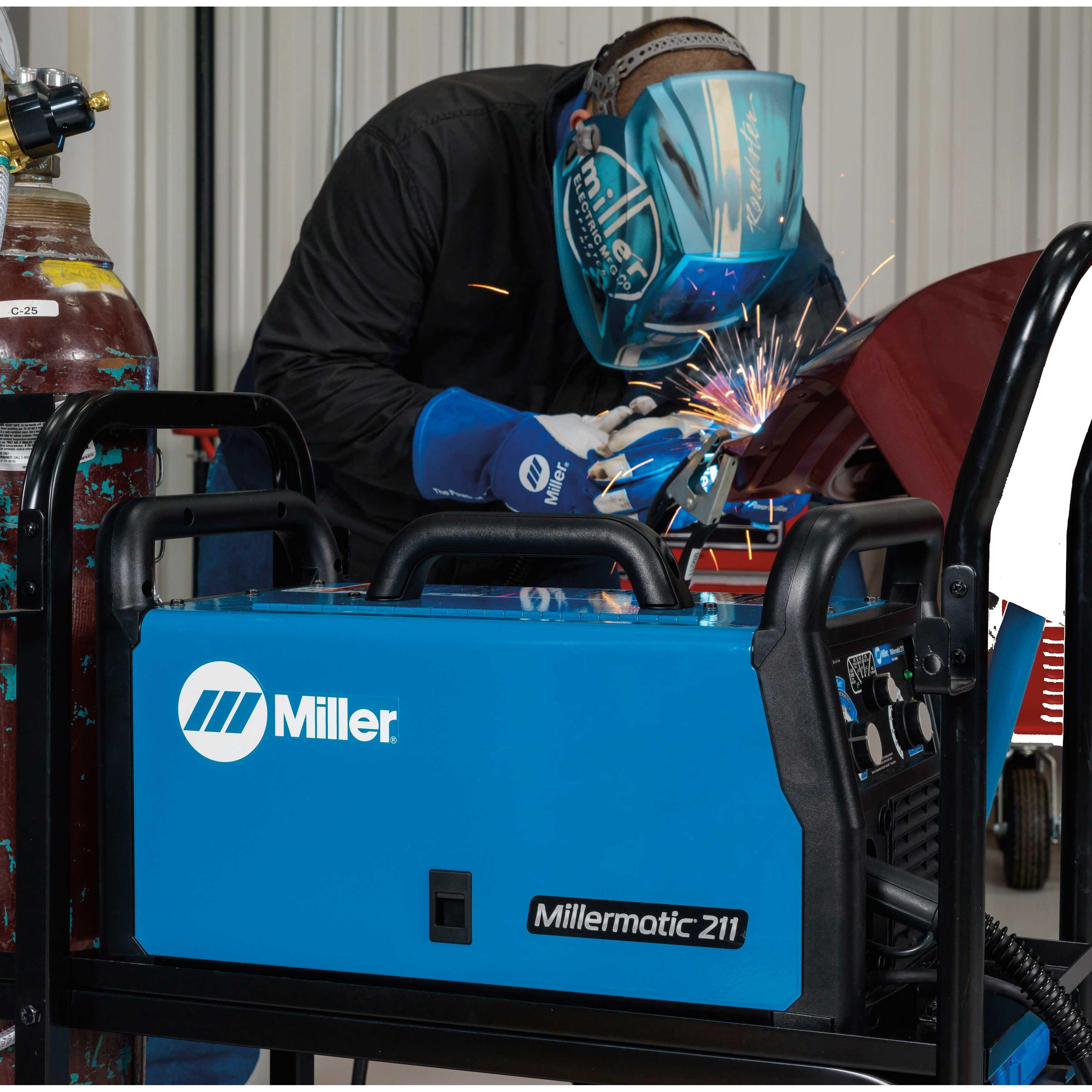 Hot Deal! Miller Millermatic 211 MIG Welder with Adv. Auto Set & Cyl Rack - 951603