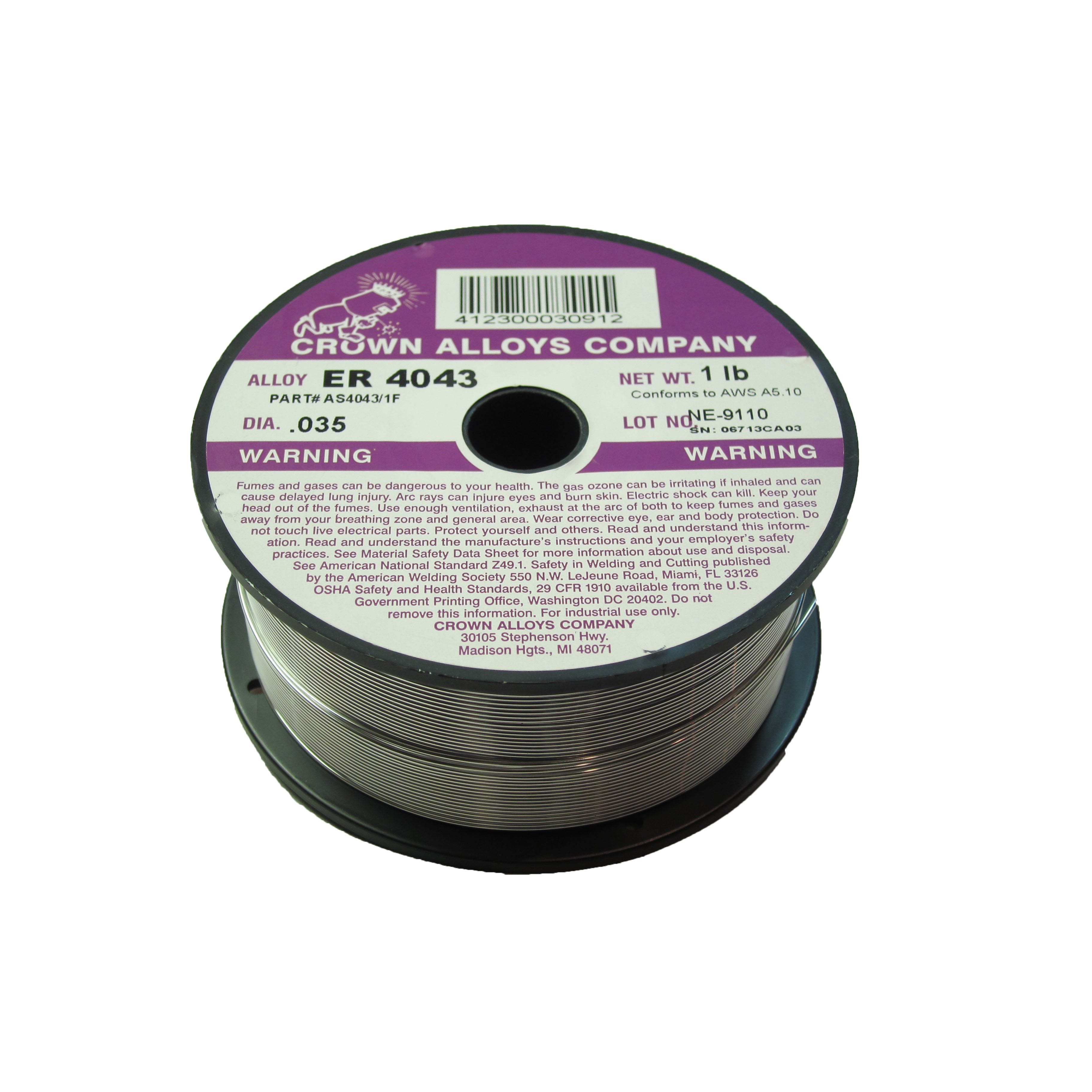Hot Deal! Crown Alloys ER 4043 Aluminum MIG Welding Wire, 0.035 Diameter, 1lb Spool