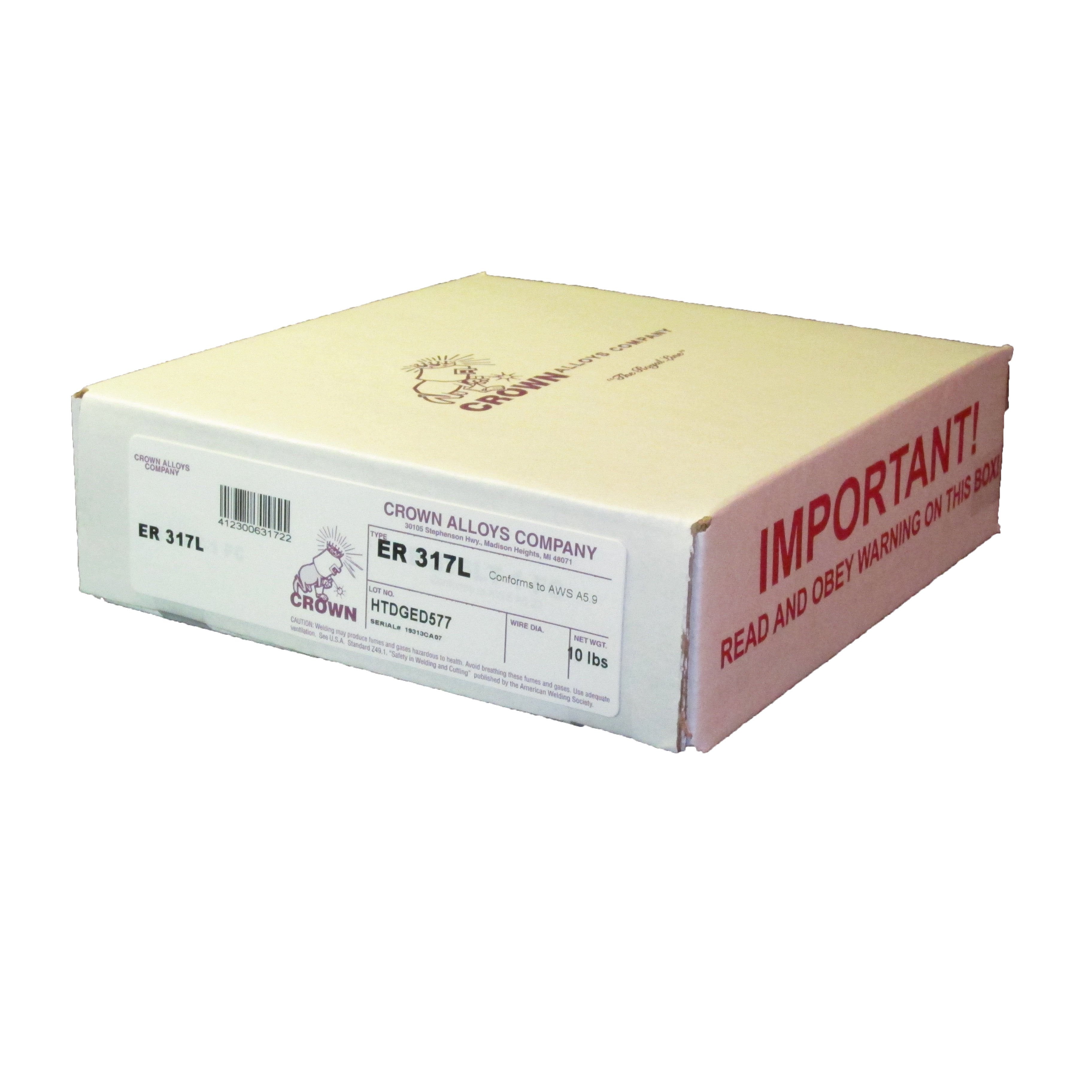 11lb Spool of Crown Alloys ER 317L .035x8 MIG Welding Wire for Stainless Steel