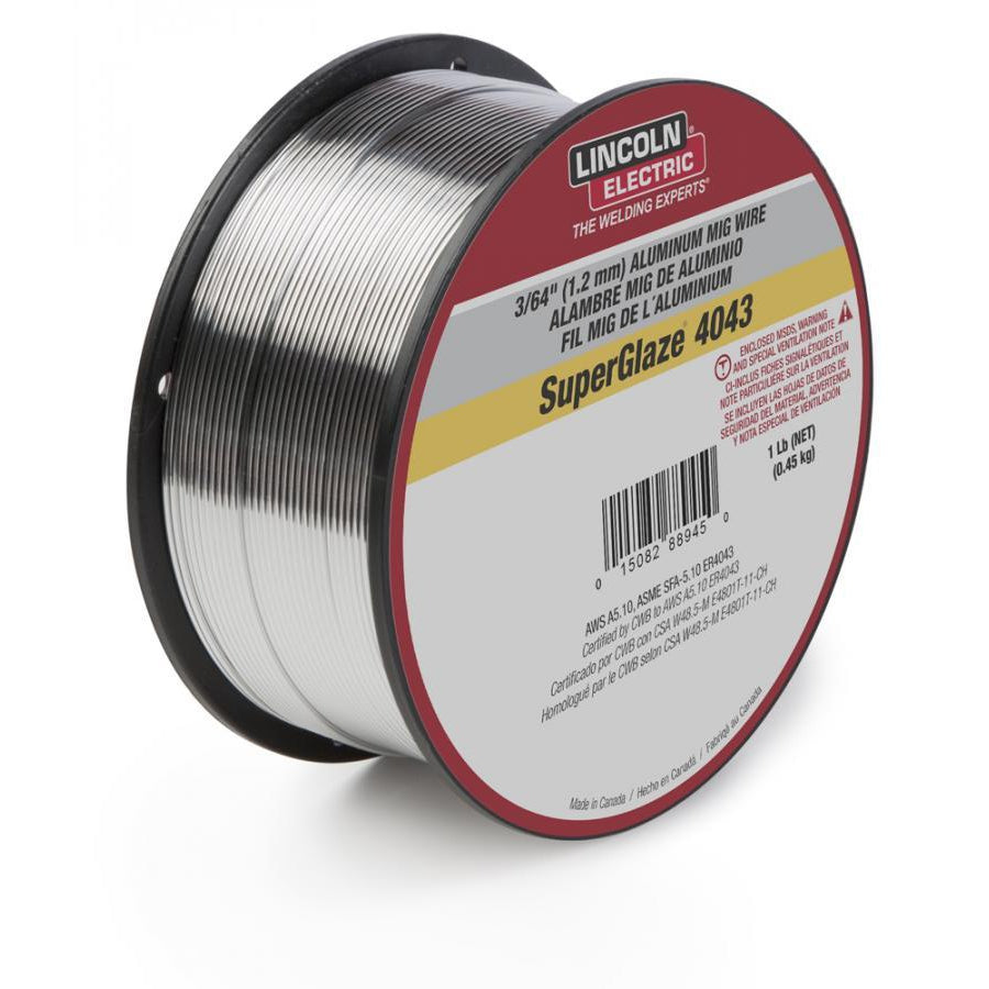 Hot Deal! Lincoln SuperGlaze 4043 Aluminum MIG Welding Wire, 3/64 Inch, 1lb