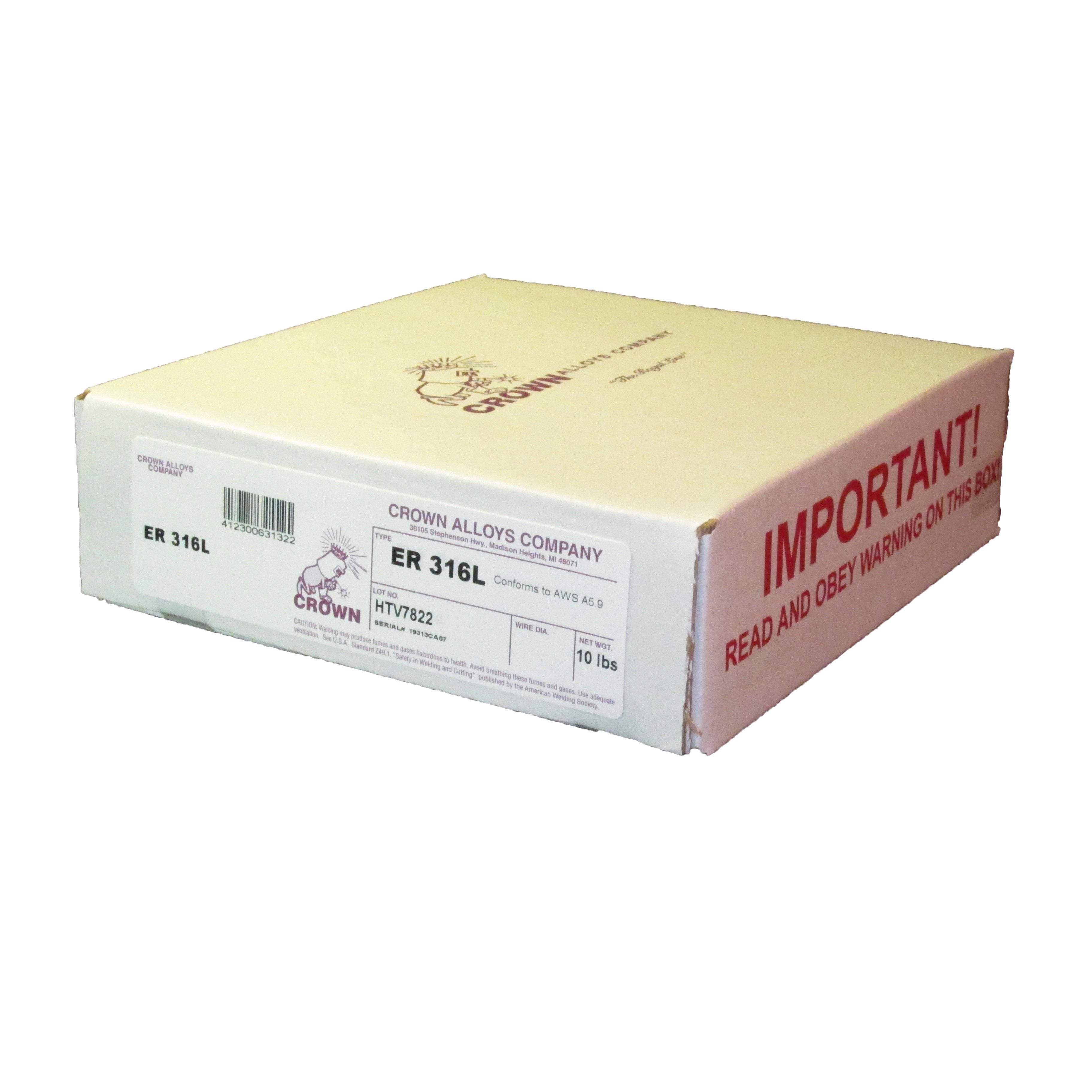 10lb Spool of Crown Alloys ER 316L .035x8 MIG Welding Wire - Stainless Steel SS316